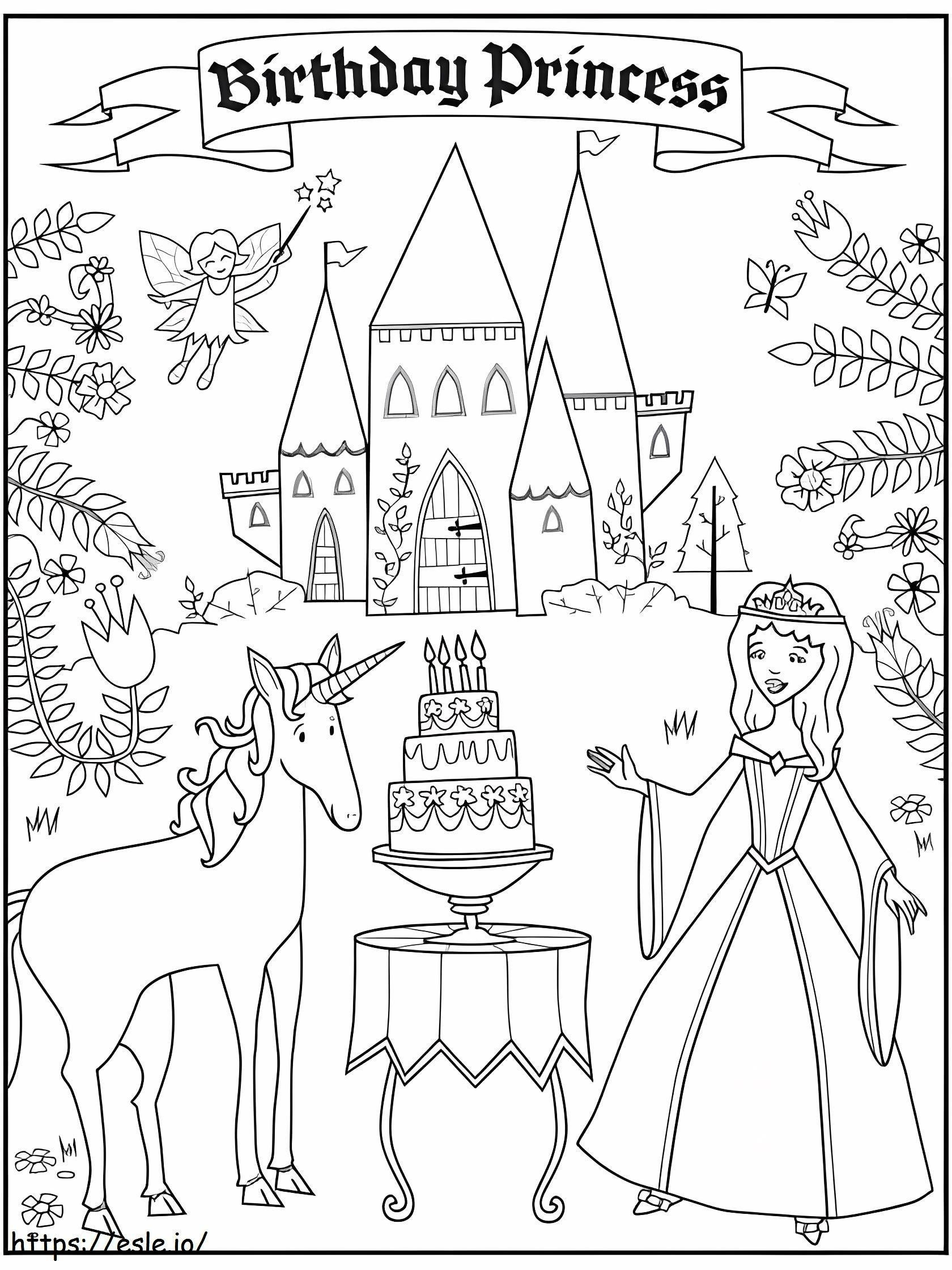 Birthday Princess In The Castle coloring page