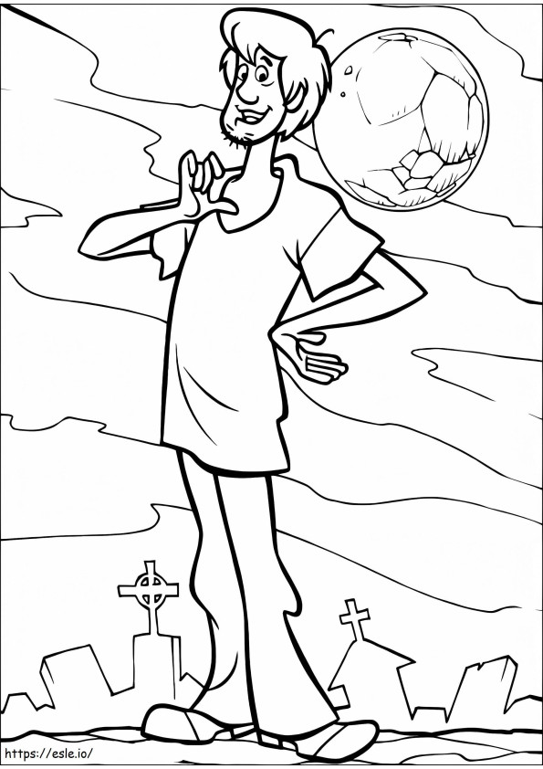 Shaggy In The Graveyard coloring page