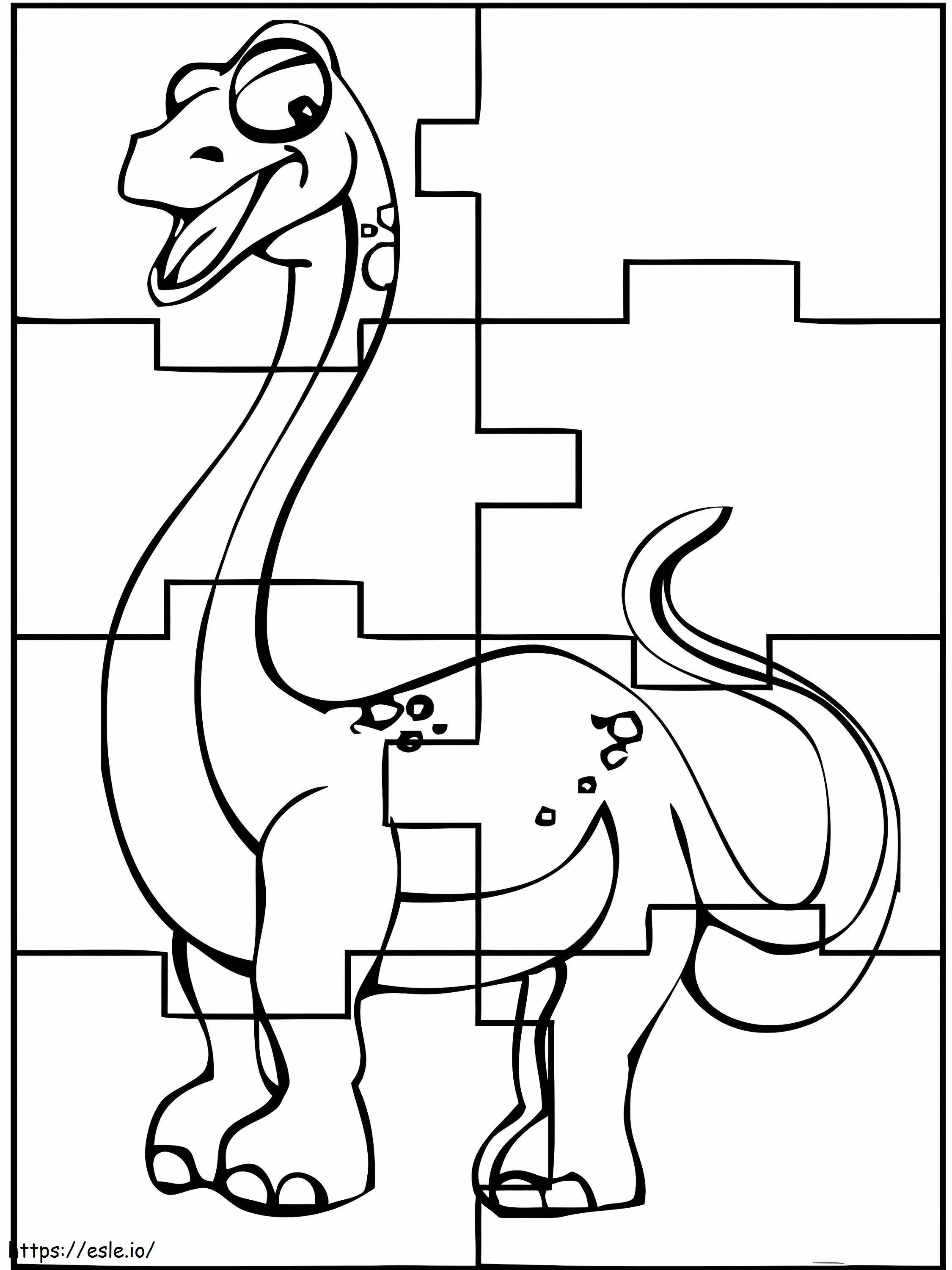 Coloriage Puzzle de dinosaures à imprimer dessin
