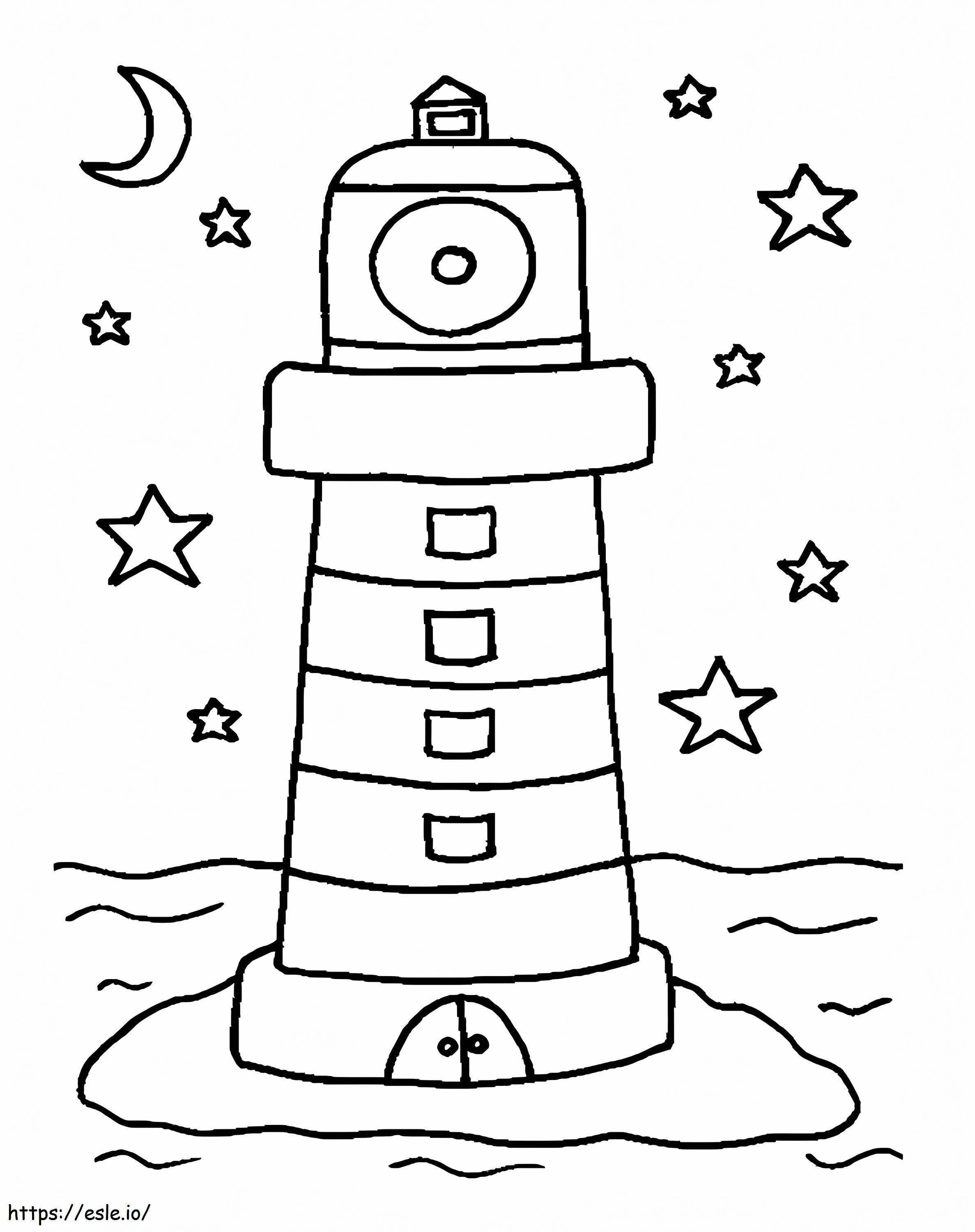 Lighthouse With Moon And Stars coloring page