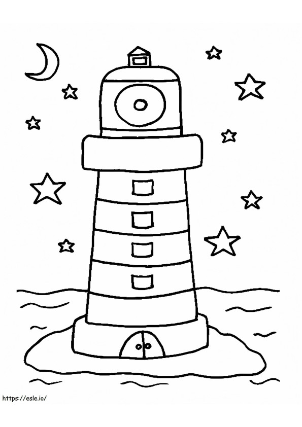Lighthouse With Moon And Stars coloring page