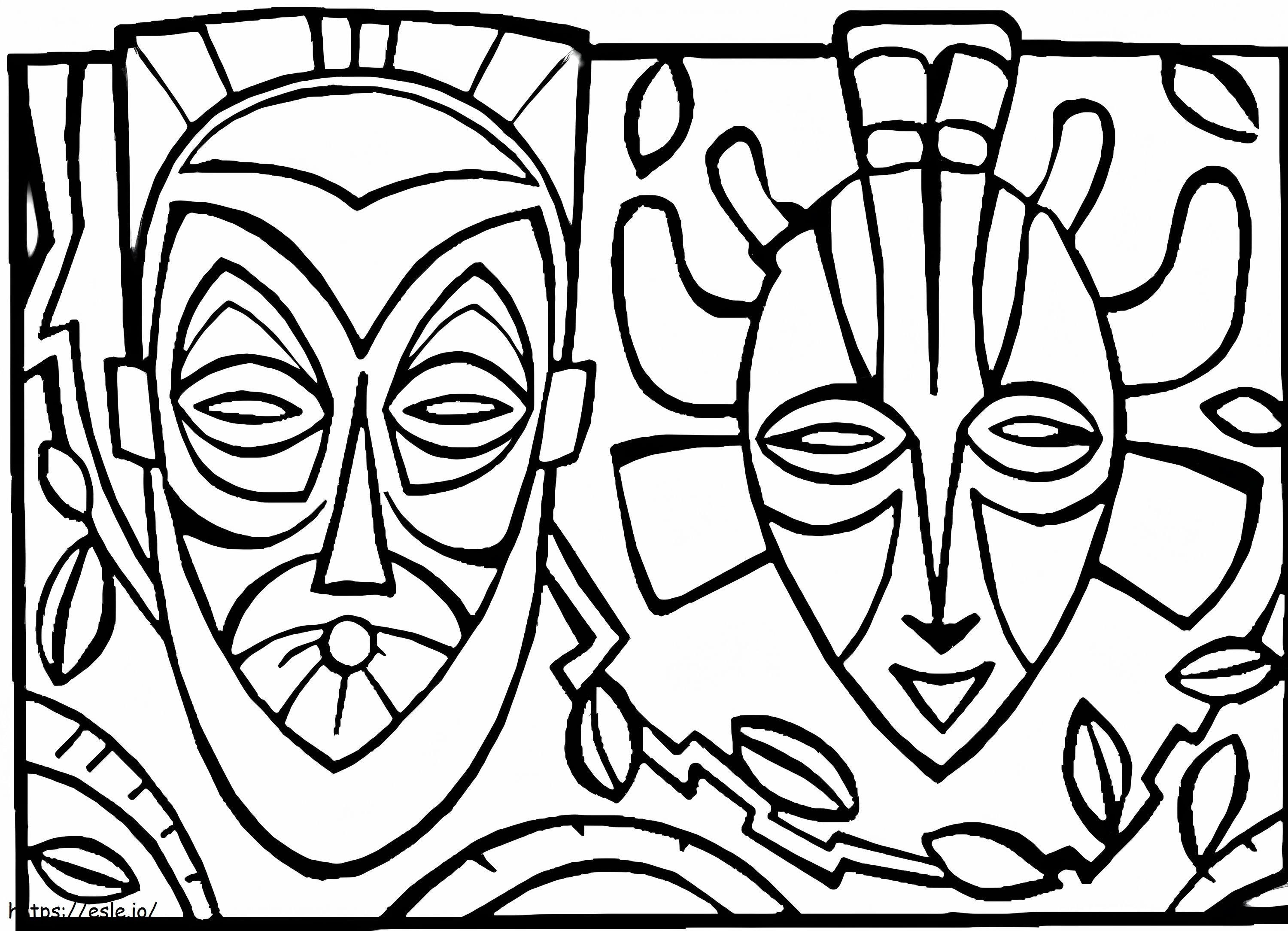 Printable African Masks coloring page