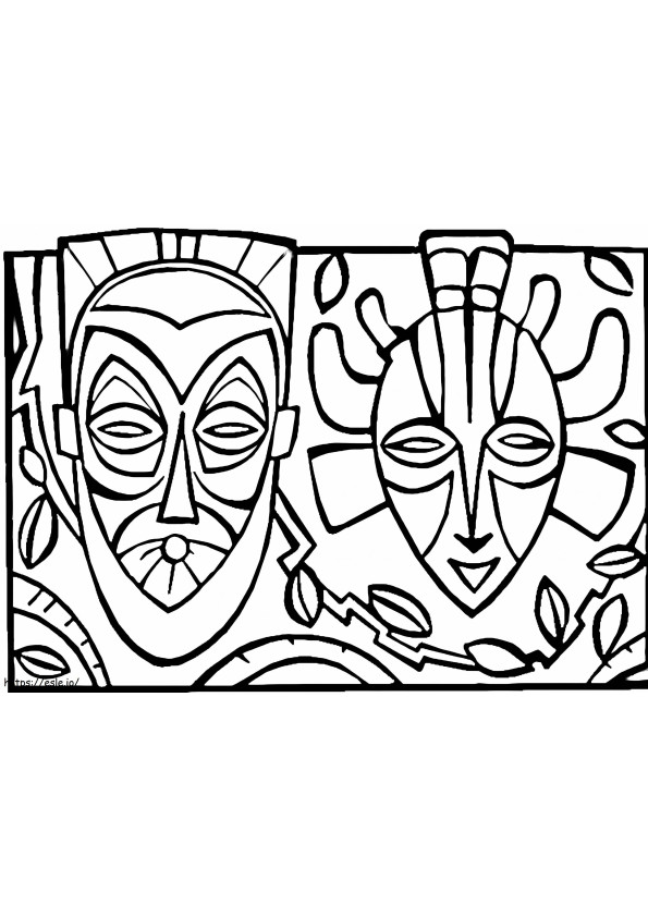 Printable African Masks coloring page
