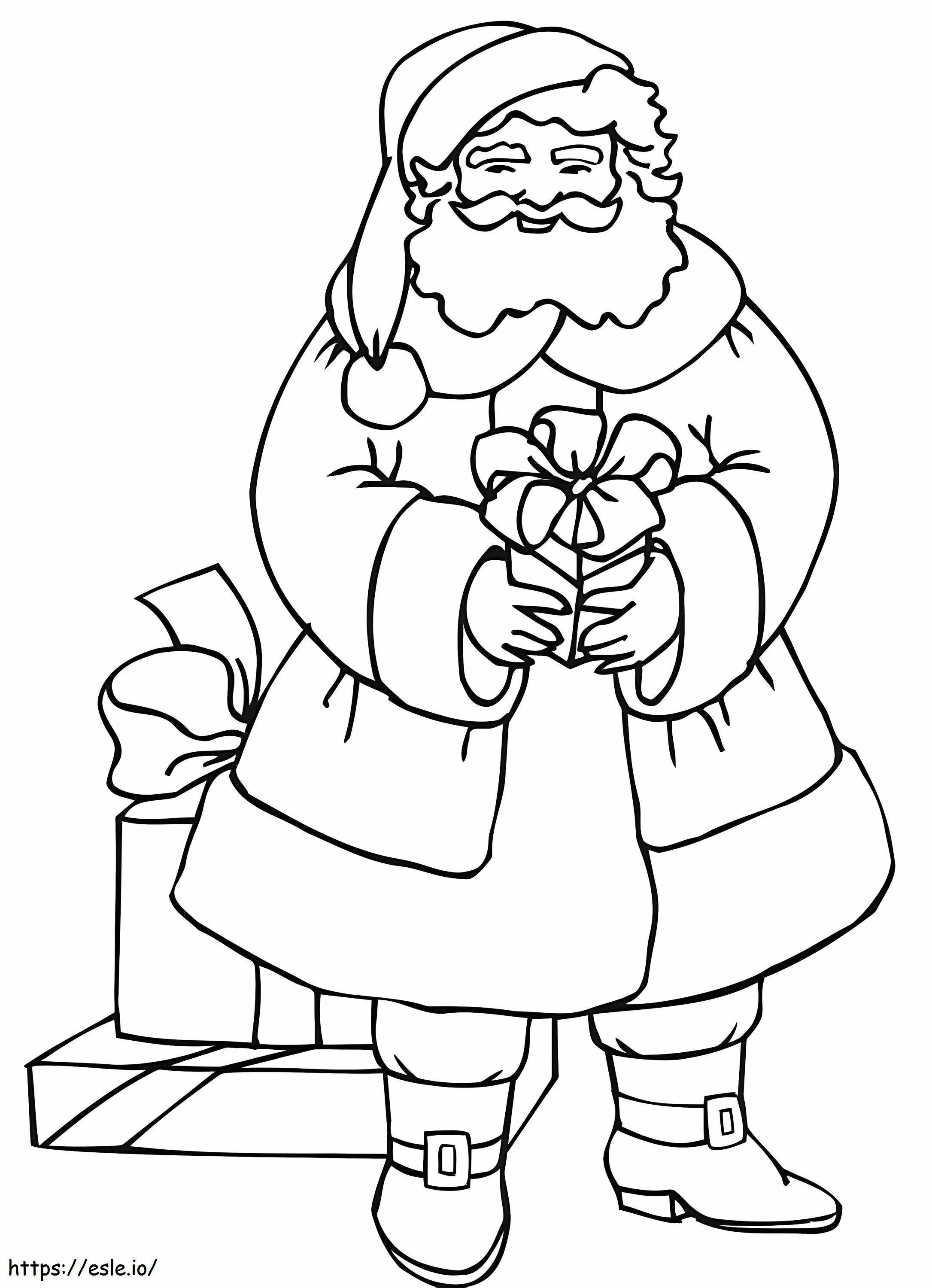 Papá Noel trayendo regalos para colorear