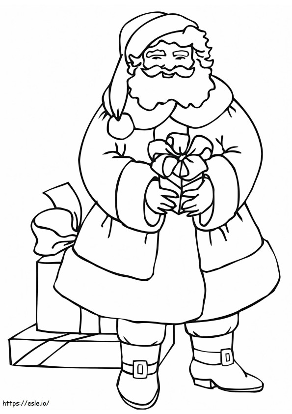Coloriage Père Noël apportant des cadeaux à imprimer dessin