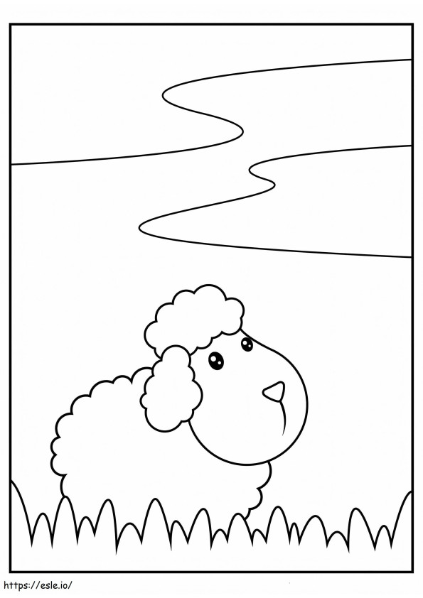 Cute Sheep With Grass coloring page