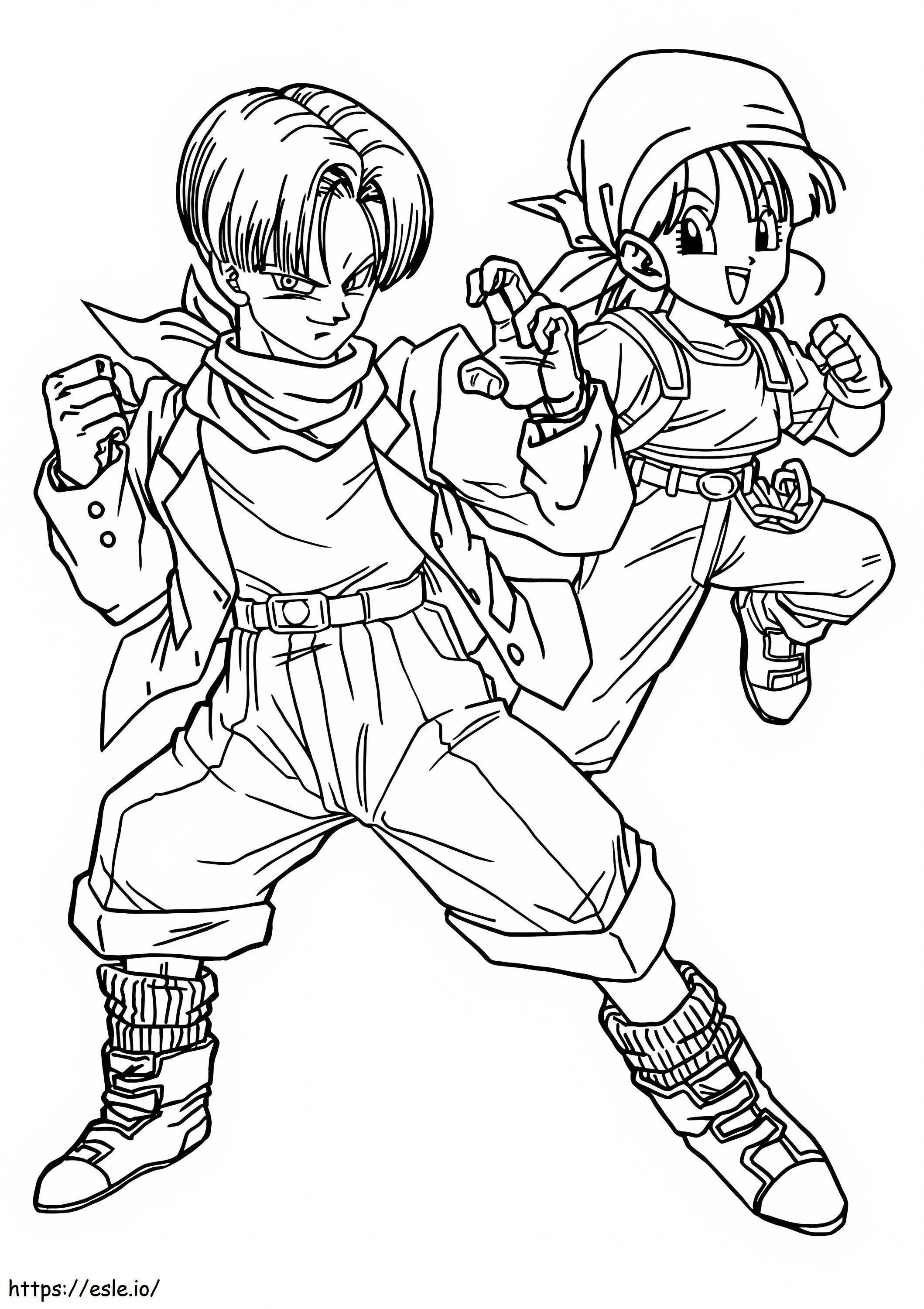 Trunks And Little Bulma coloring page