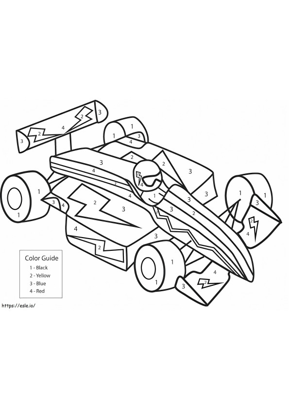 Formula 1 Car Color By Number coloring page