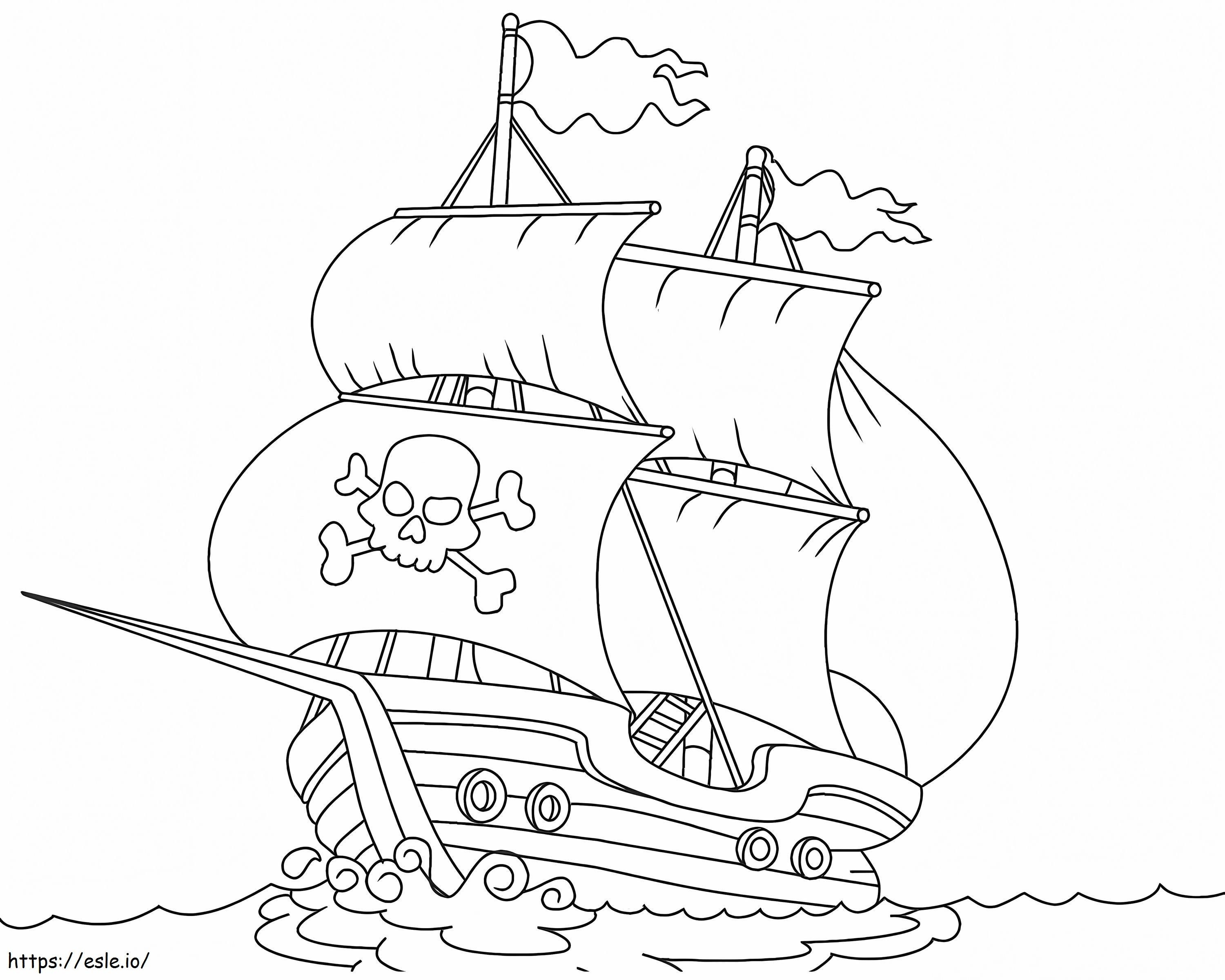 Coloriage Grand bateau pirate à imprimer dessin