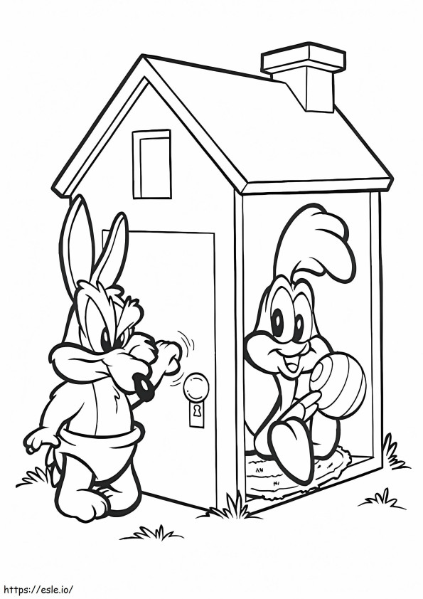Baby RoadRunner And Baby Wile E. Coyote Fun coloring page