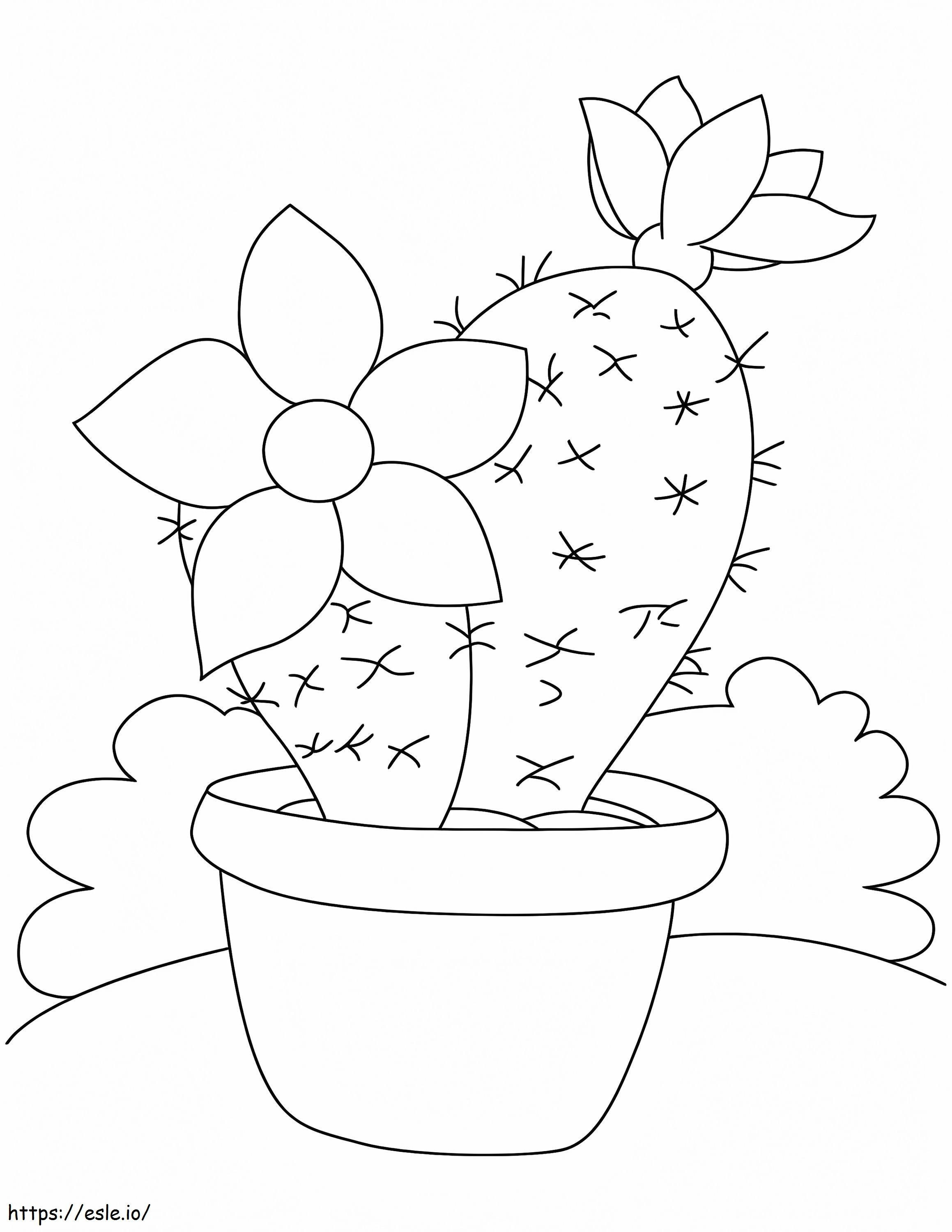 Coloriage Bon cactus en pot à imprimer dessin