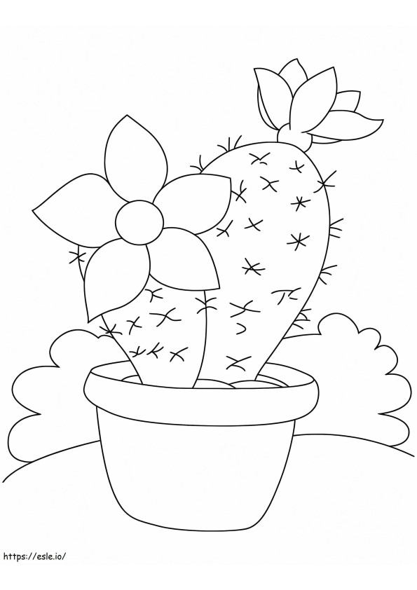 Coloriage Bon cactus en pot à imprimer dessin