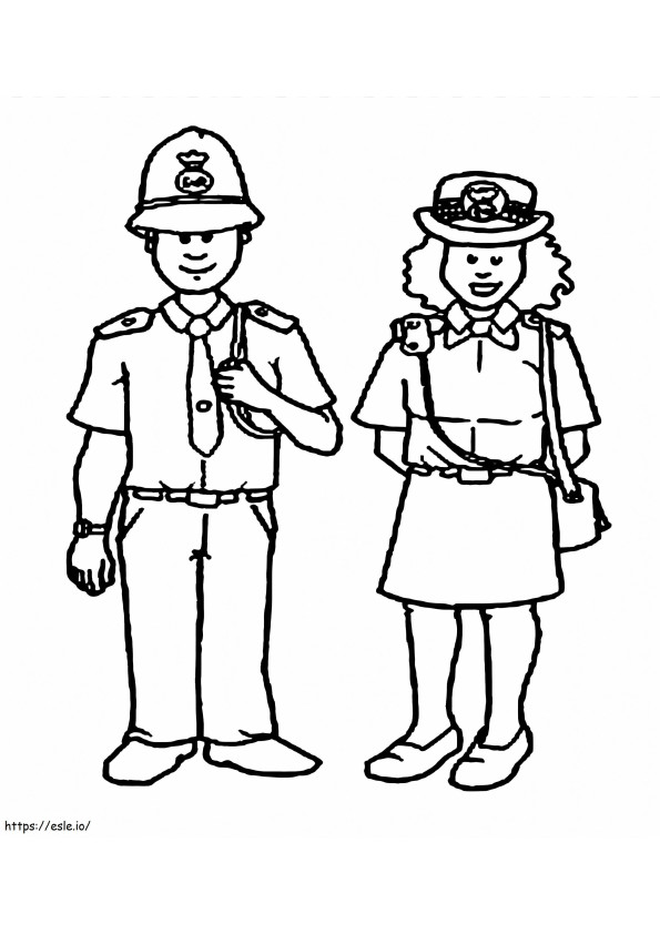 Policía y mujer dibujo para colorear