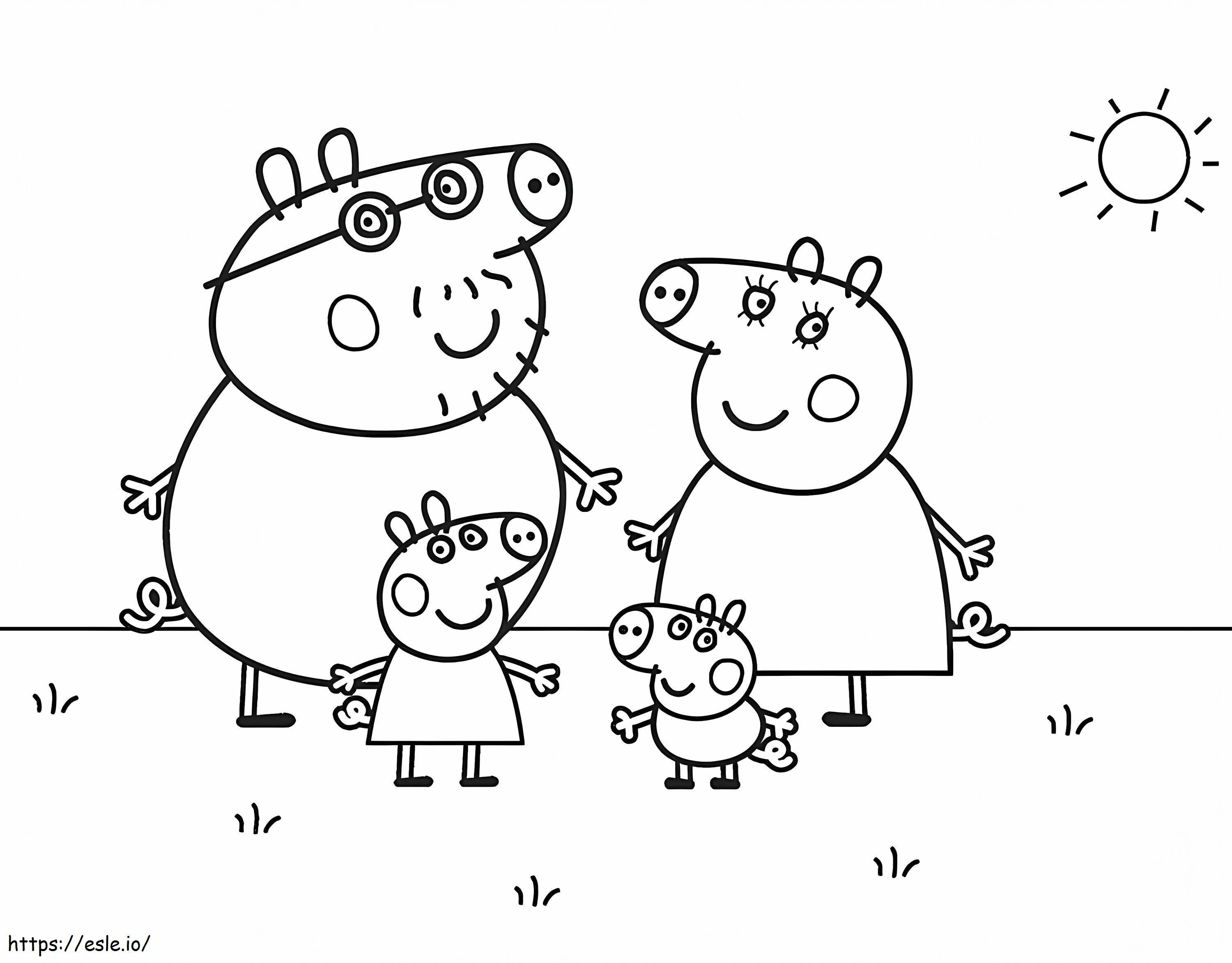 Coloriage Famille Peppa Pig 2 à imprimer dessin