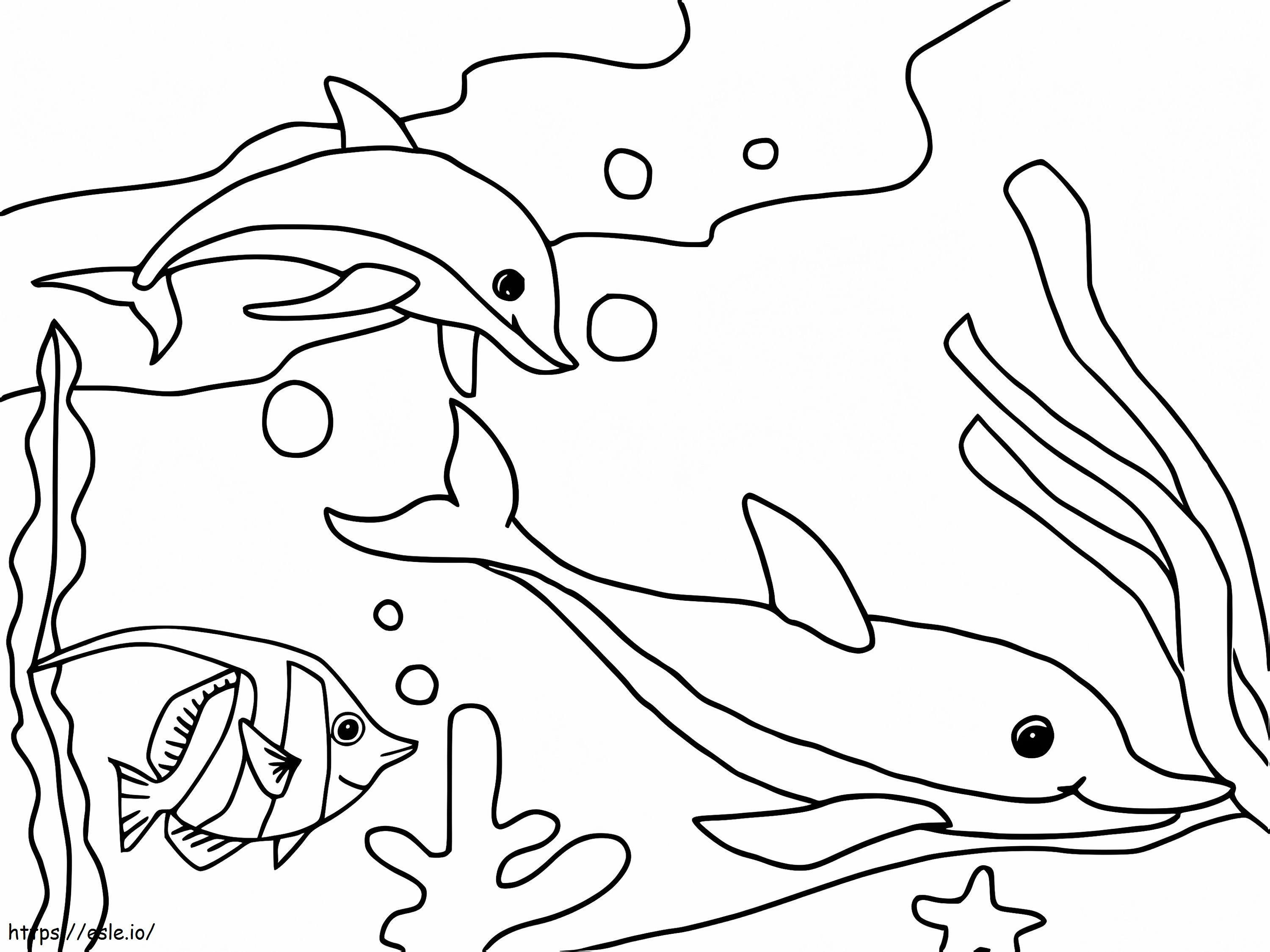 Coloriage Dauphins dans l'océan à imprimer dessin
