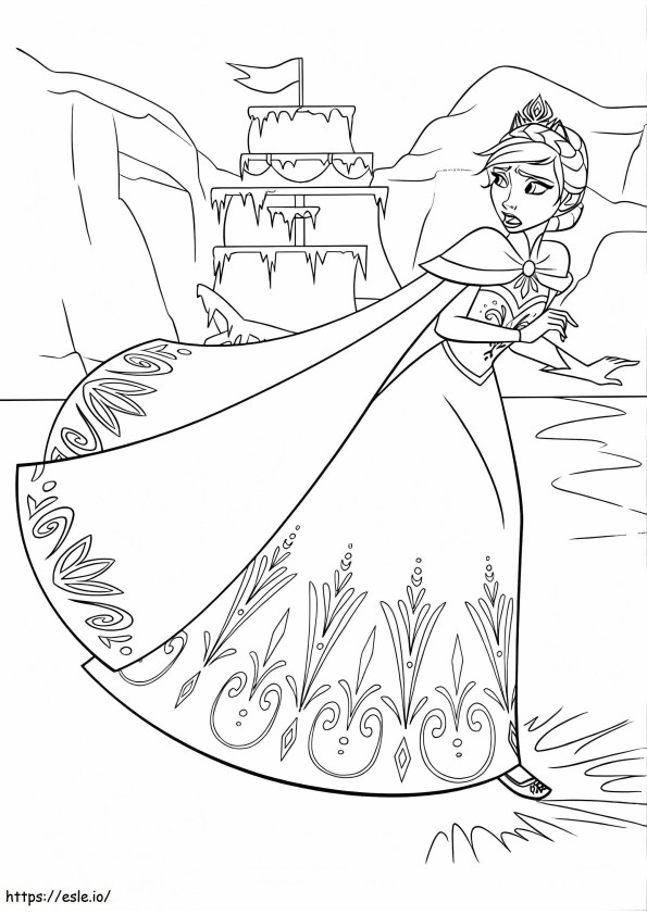 Coloriage Elsa en cours d'exécution à imprimer dessin