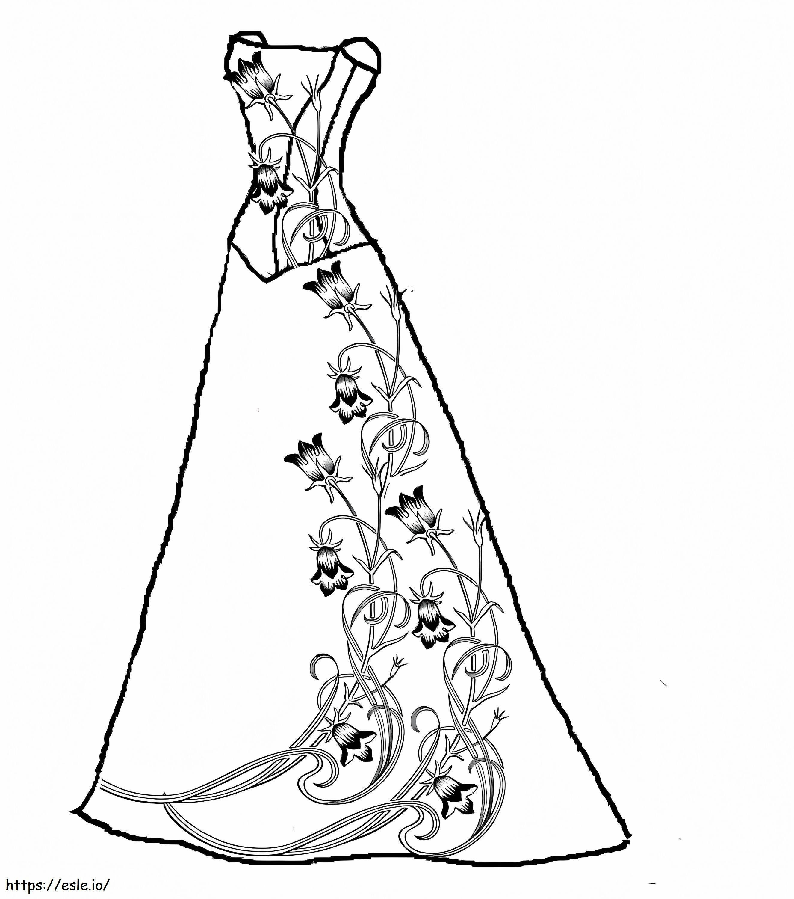 Sukienka w kwiatki kolorowanka