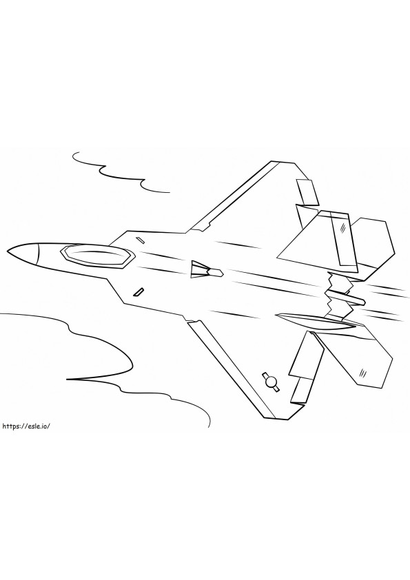 Coloriage Avion de chasse F 22 Raptor à imprimer dessin
