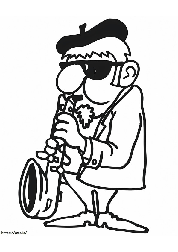 Coloriage Saxophoniste à imprimer dessin