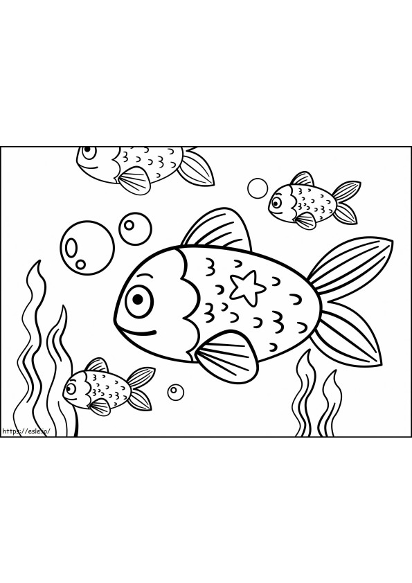 海の4匹の魚 ぬりえ - 塗り絵