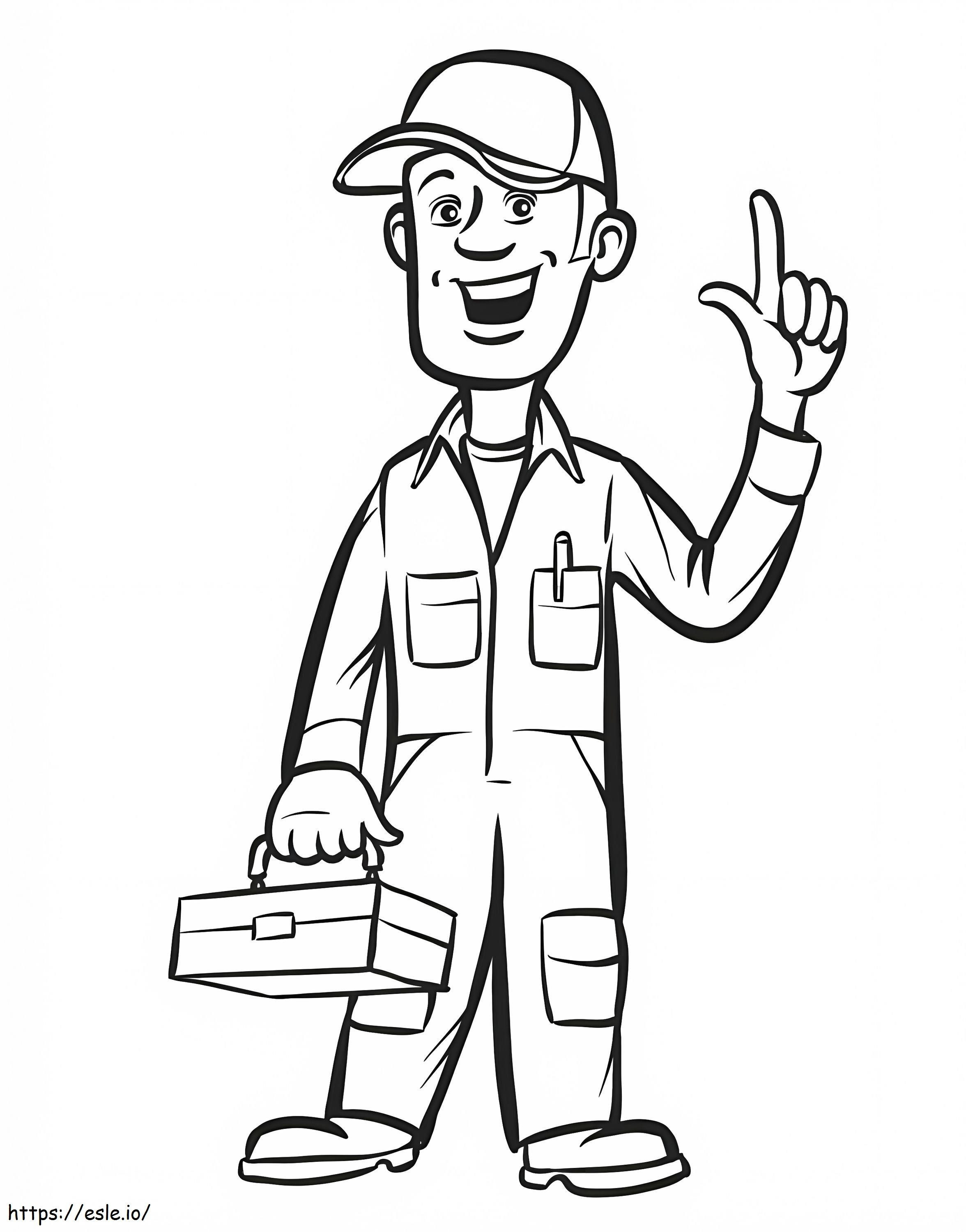 Plumber With Tools Box coloring page