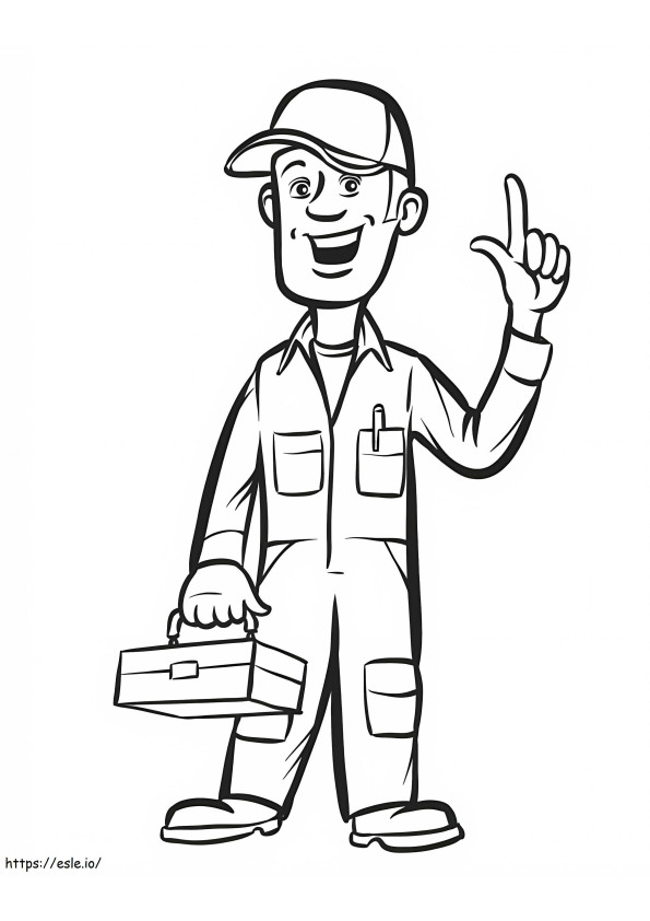 Plumber With Tools Box coloring page