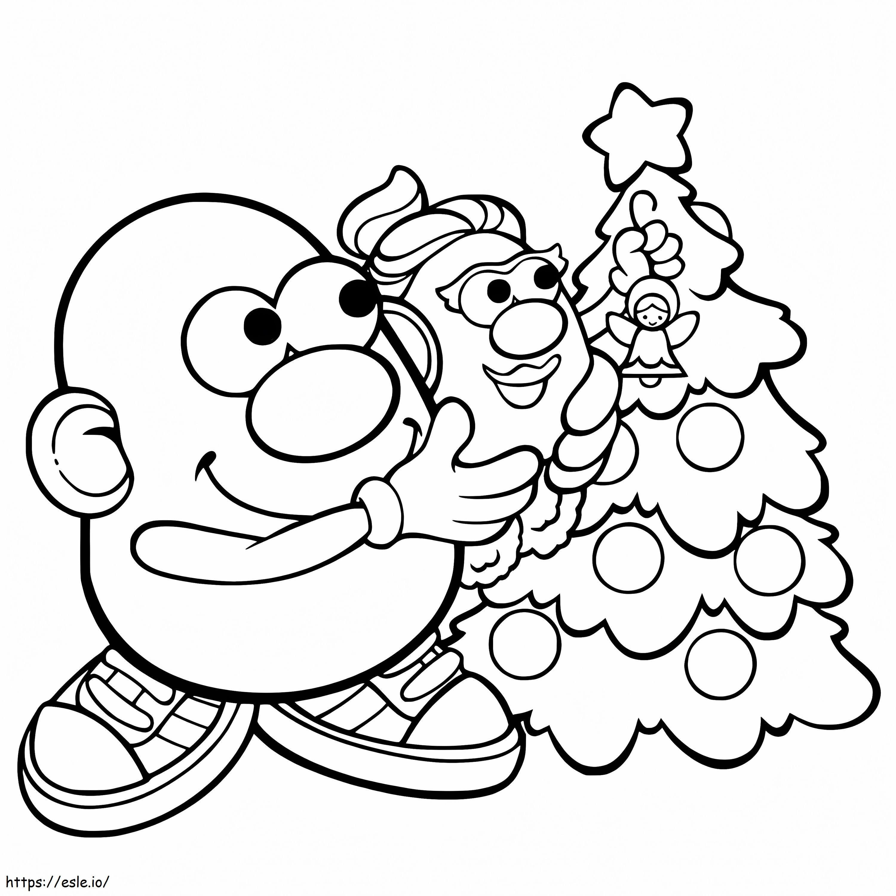 Coloriage M. Potato Head à Noël à imprimer dessin