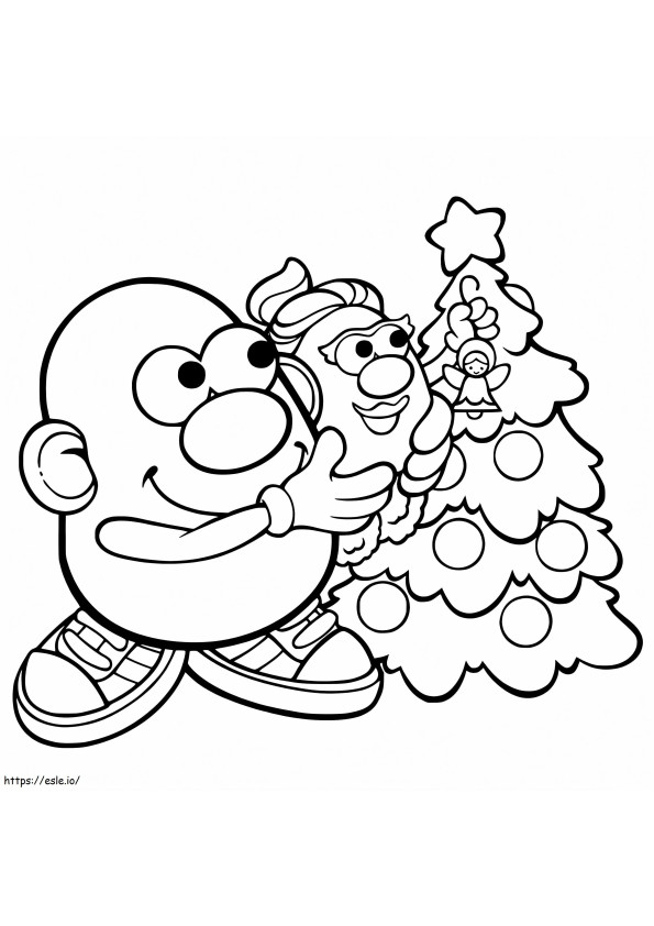 Meneer Potato Head met Kerstmis kleurplaat