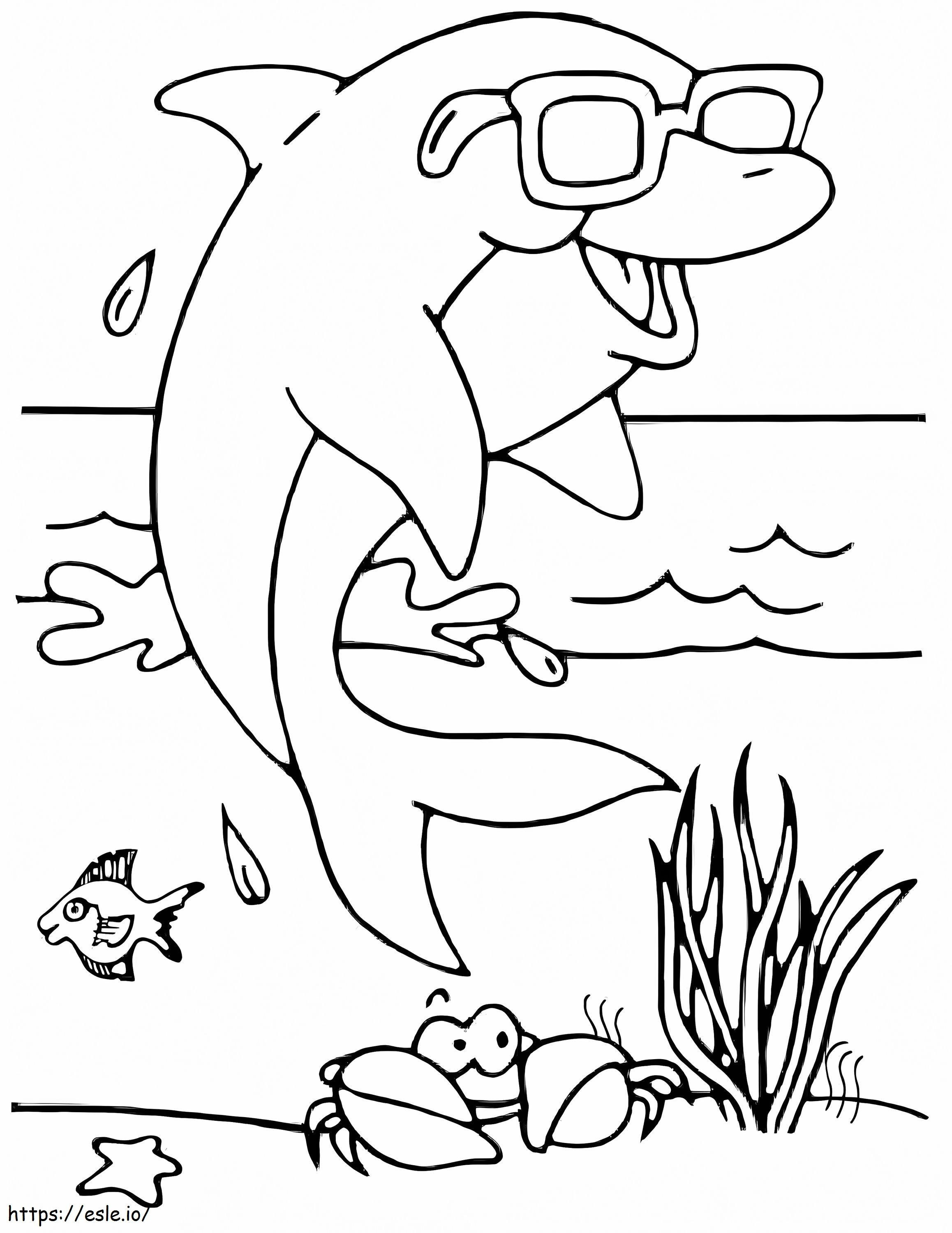 Dolphin With Sunglasses coloring page