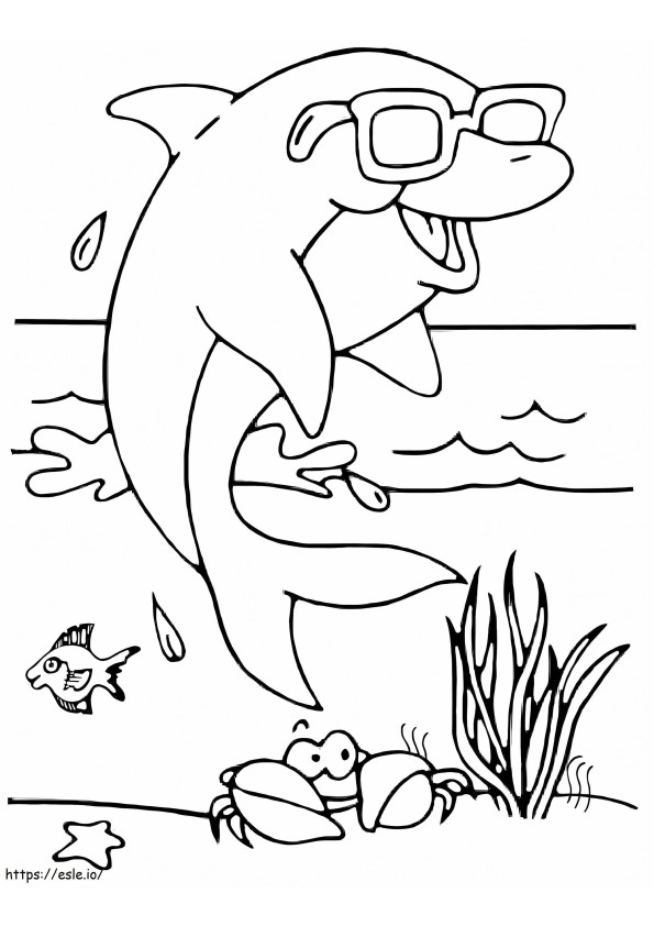 Dolphin With Sunglasses coloring page
