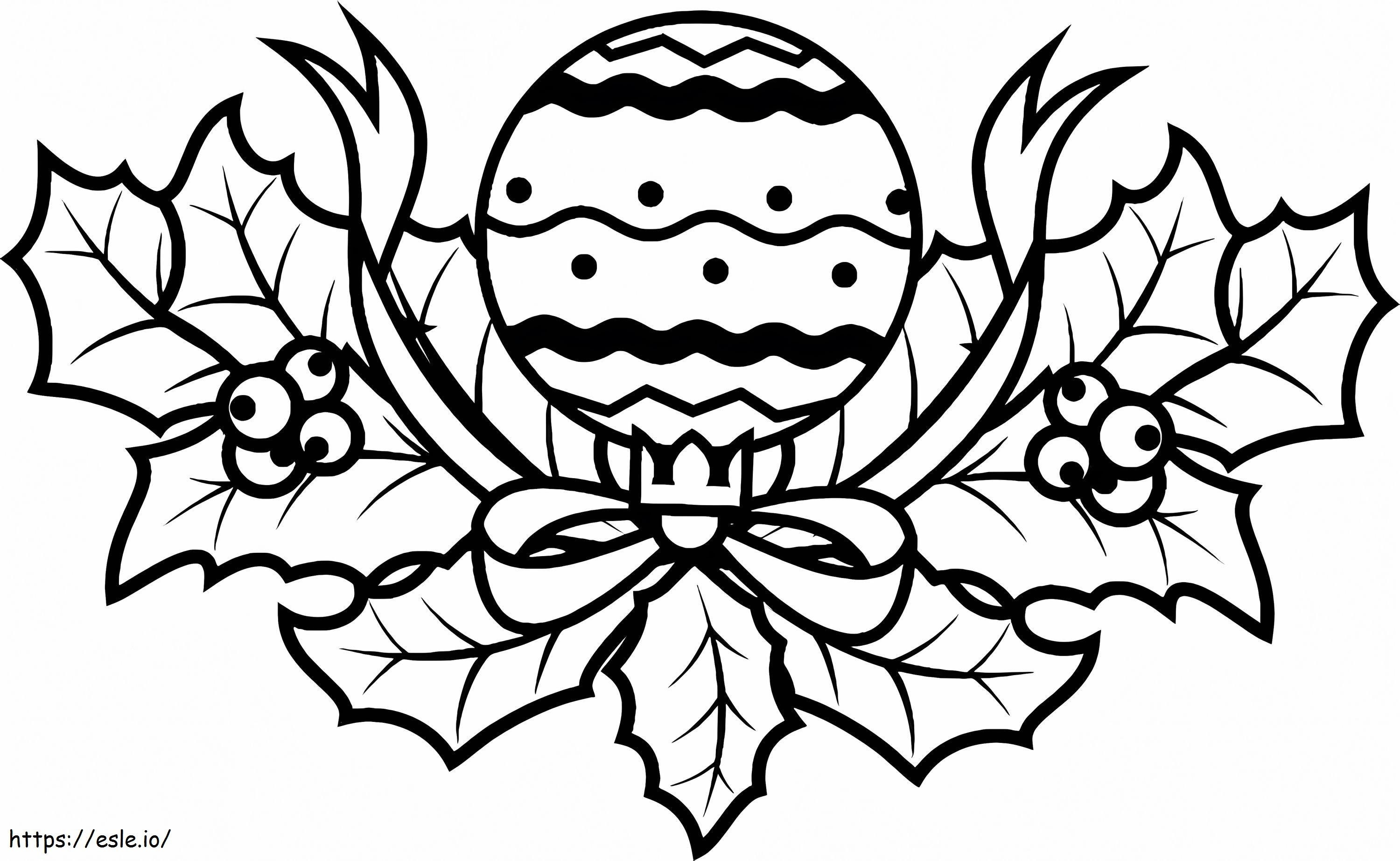 Christmas Holly With Ornament coloring page