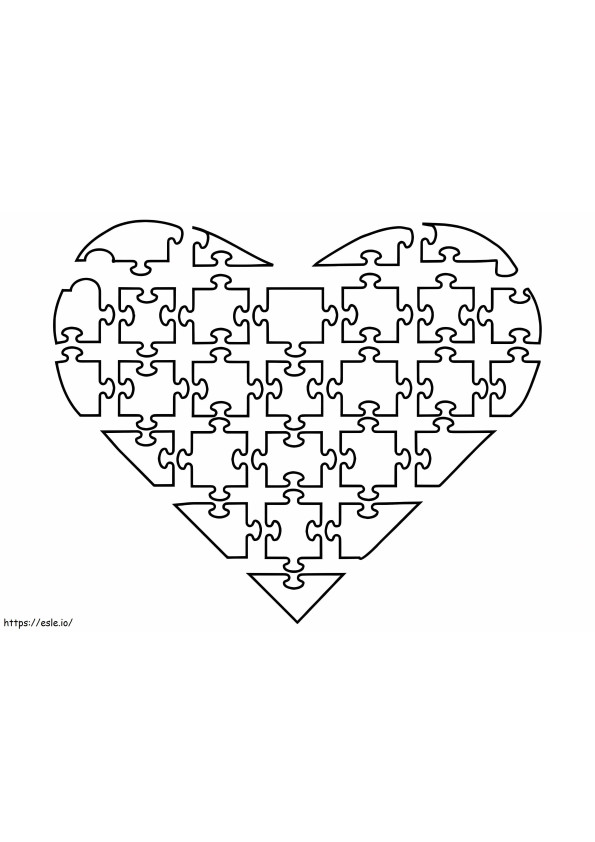Coloriage Puzzle Coeur à imprimer dessin
