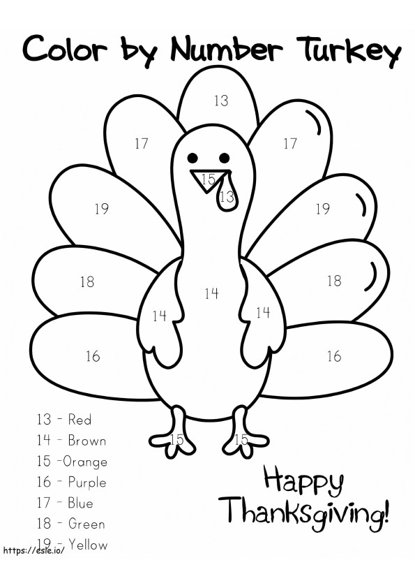 Coloriage Joyeux Thanksgiving couleur par numéro à imprimer dessin