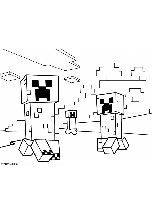 Tre Creeper di Minecraft da colorare