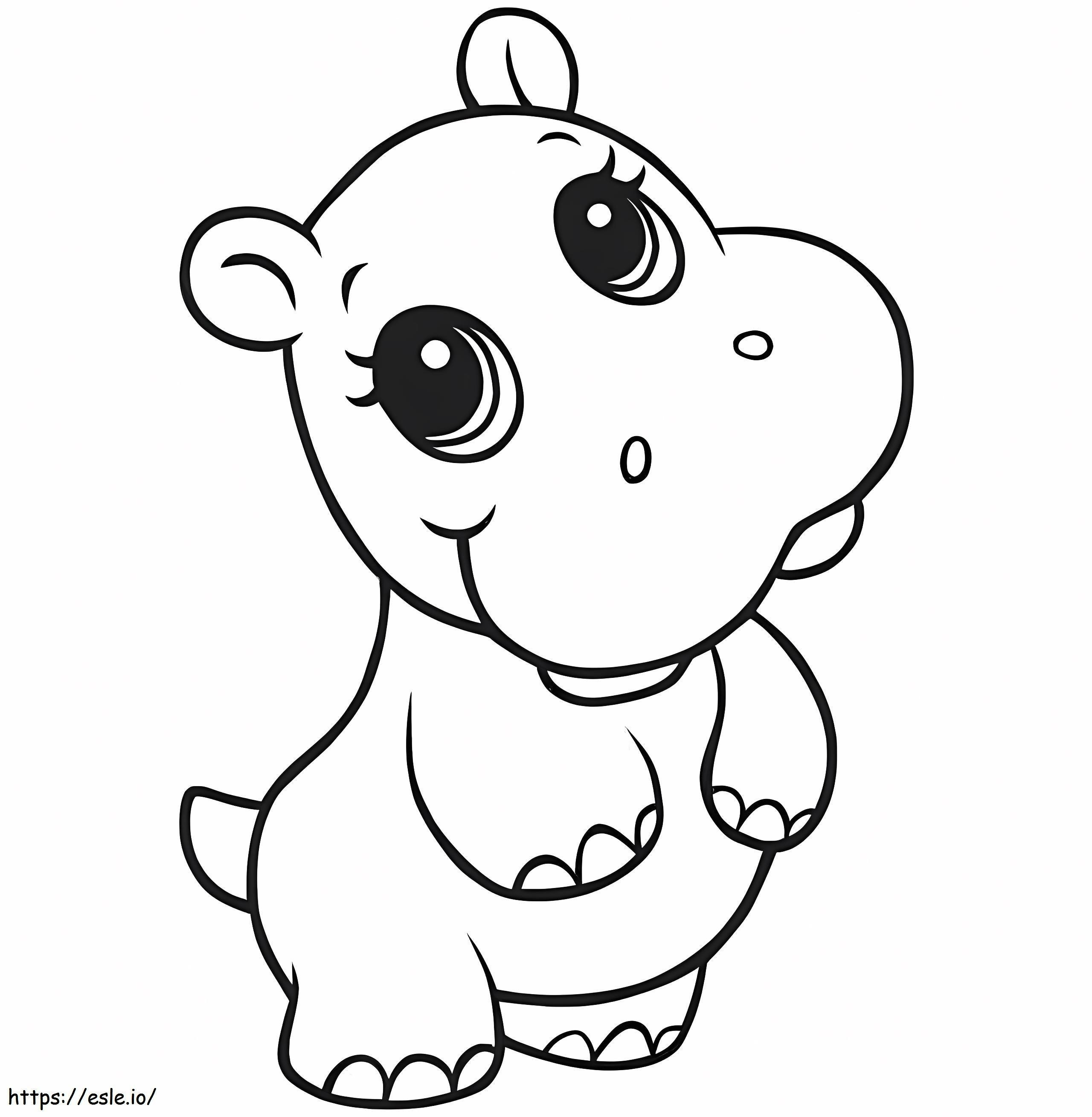 Hipopótamo fofo para colorir