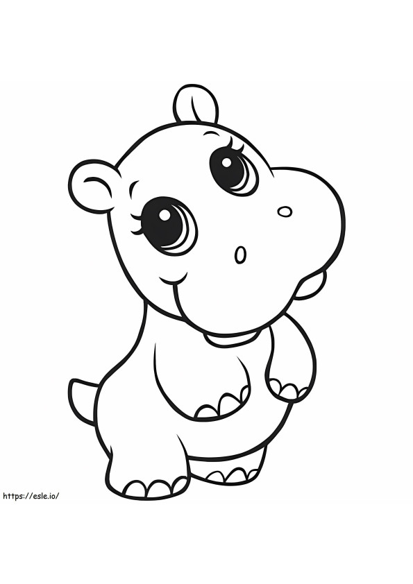 Coloriage Hippopotame mignon à imprimer dessin
