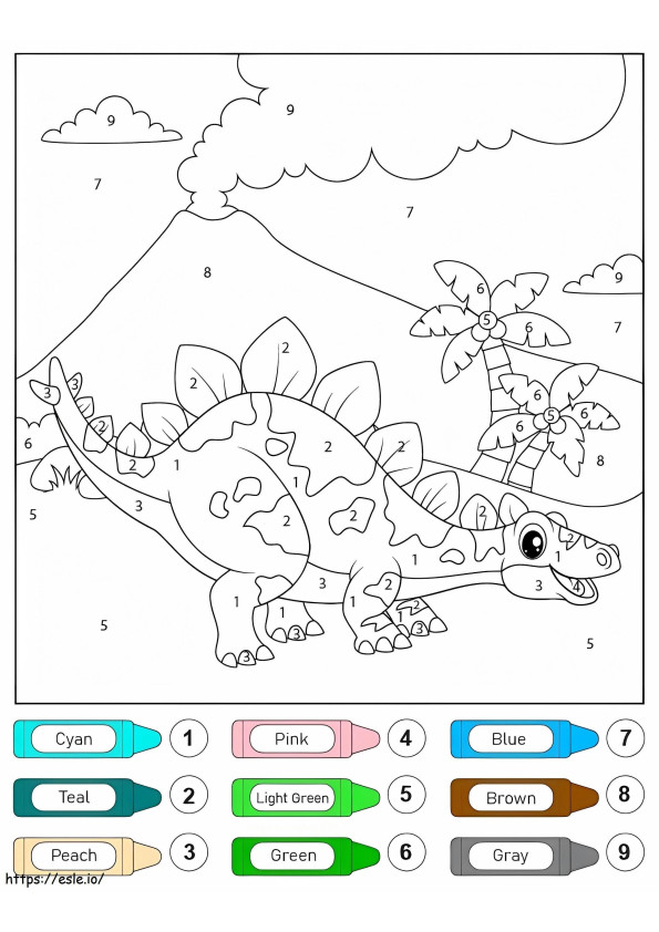 Happy Stegosaurus Color By Number coloring page