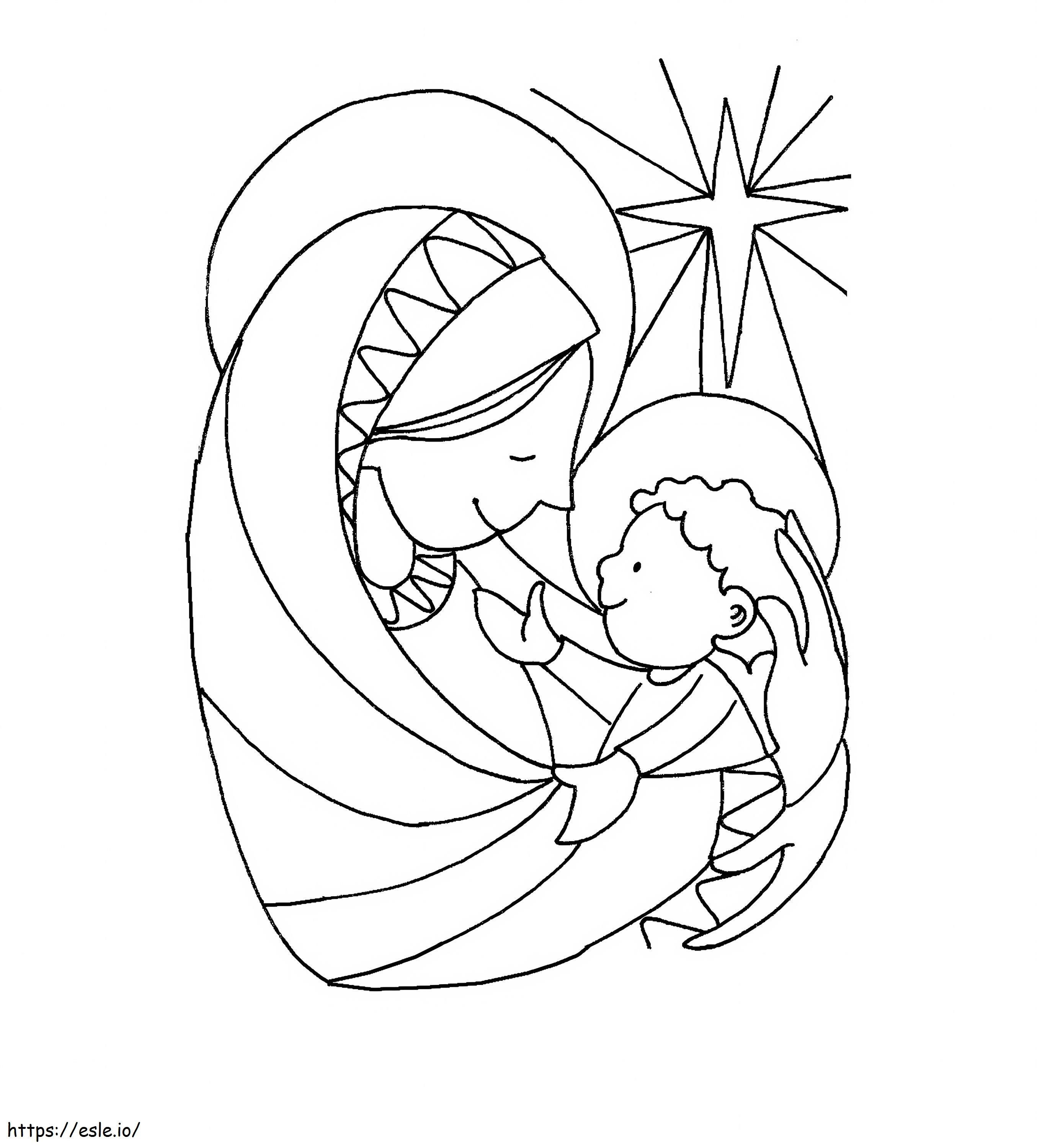 Cute Mother Of Jesus To Color coloring page