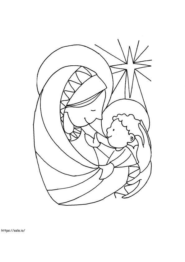 Coloriage Jolie Mère de Jésus à colorier à imprimer dessin