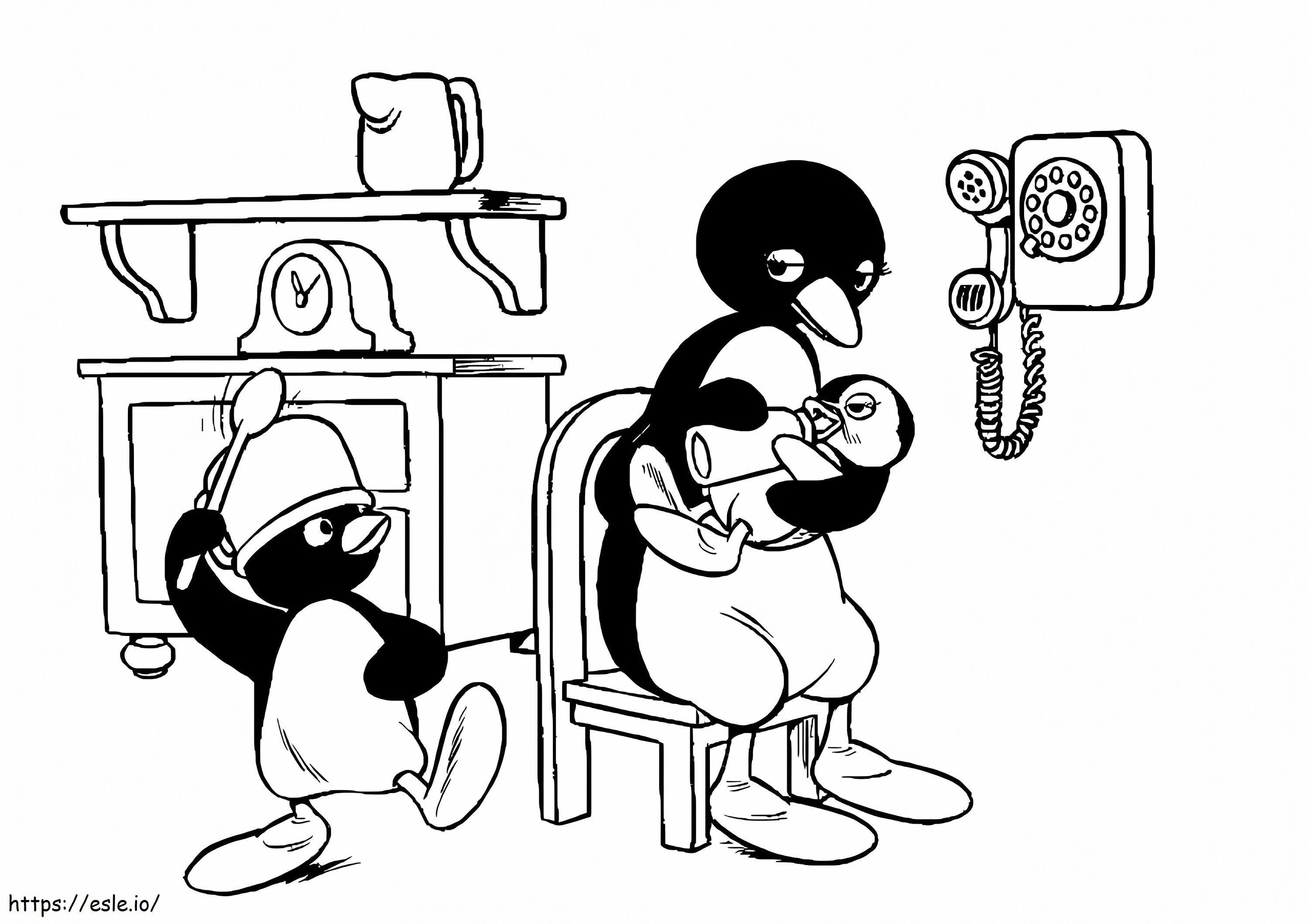 Pingu e mãe para colorir