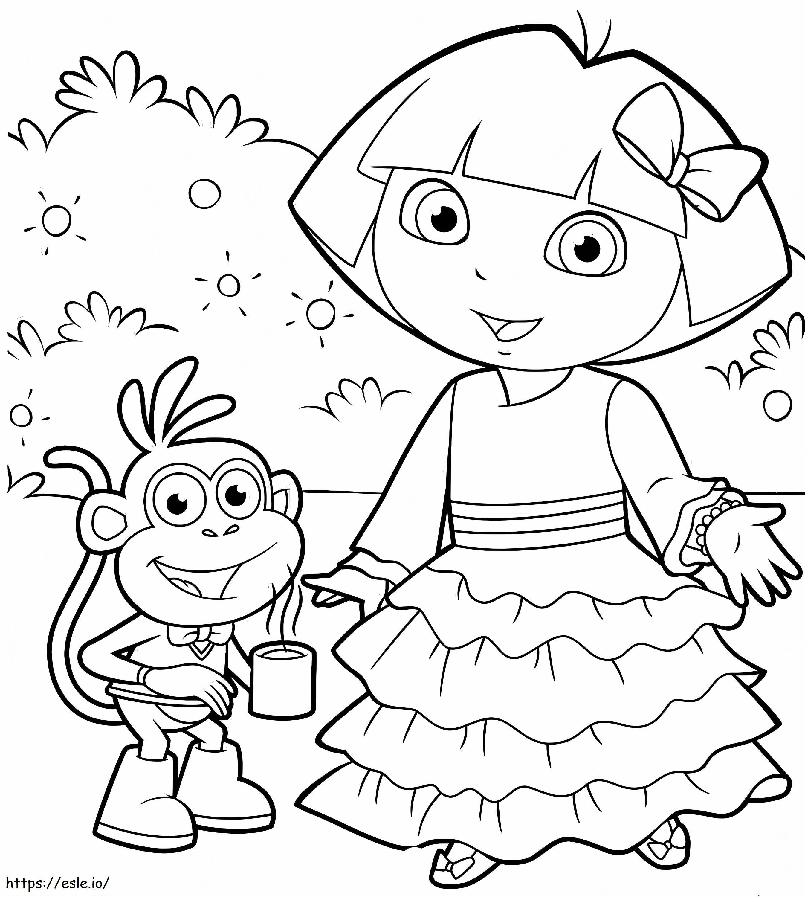 Lovely Dora And Boots coloring page