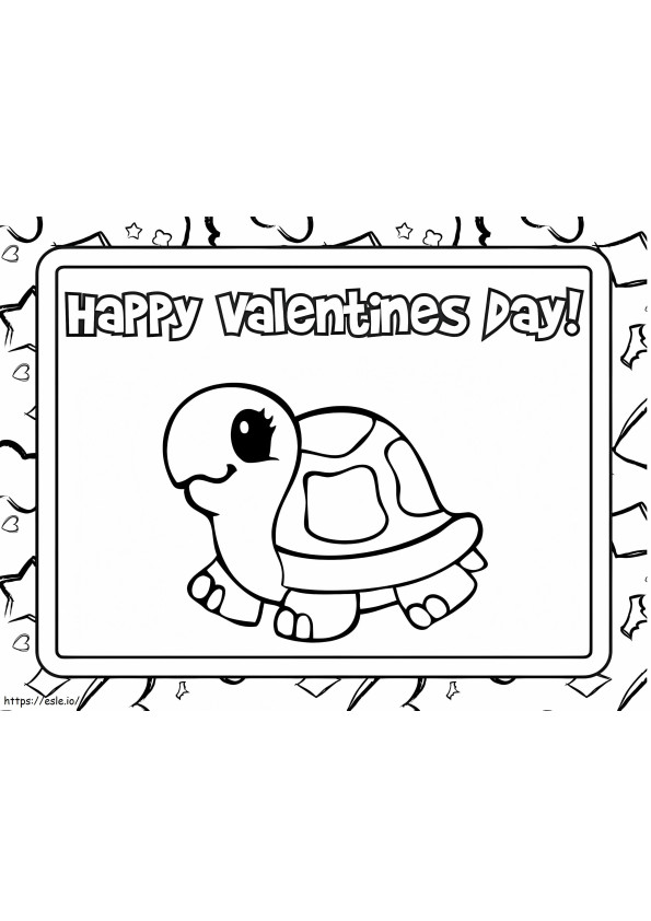 Tarjeta de San Valentín con tortuga para colorear