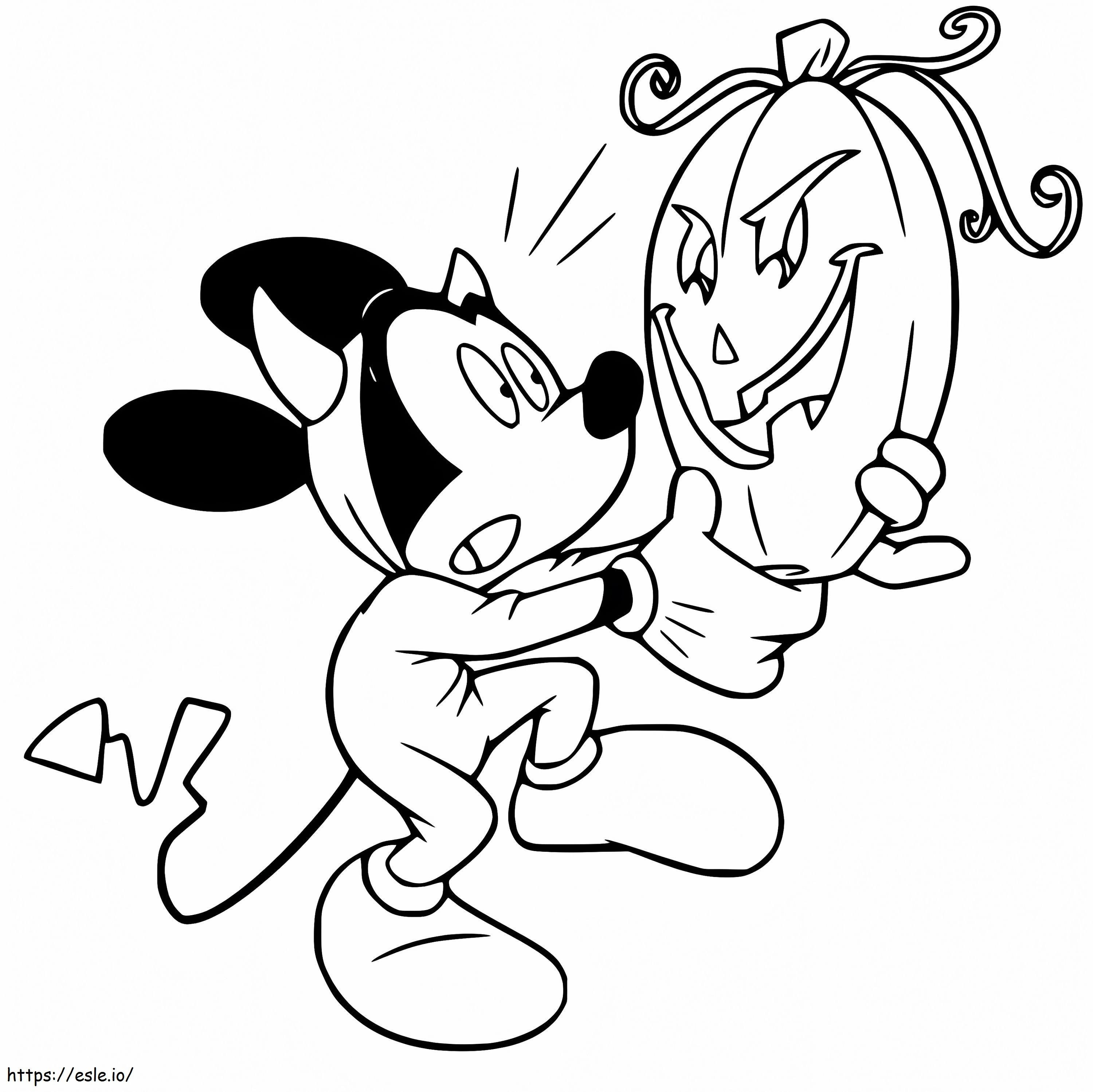 Mickey și Jack O Latern de colorat