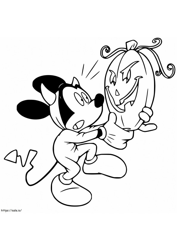 Mickey en Jack O Latern kleurplaat