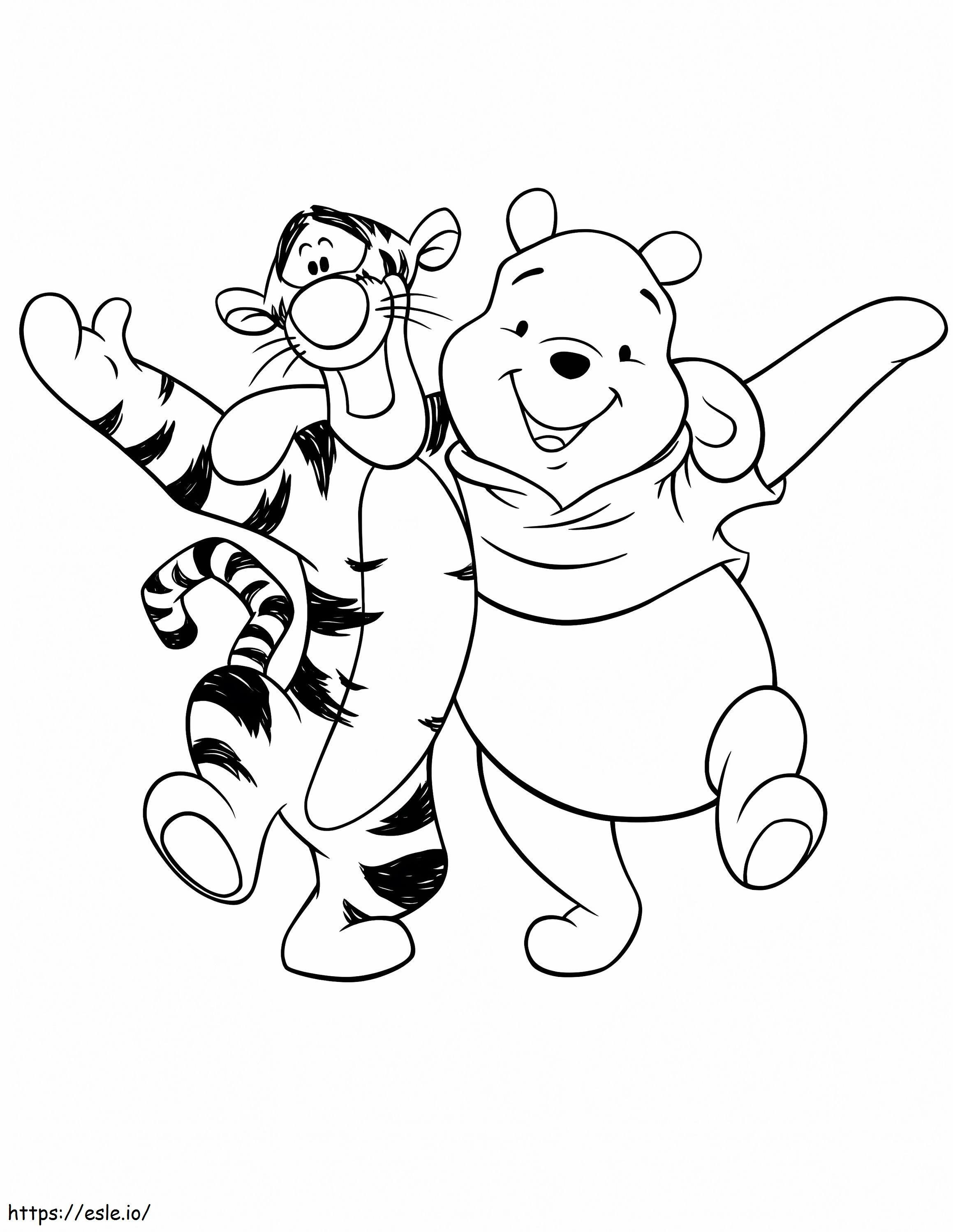 Melhor amigo Pooh e Tigrão para colorir