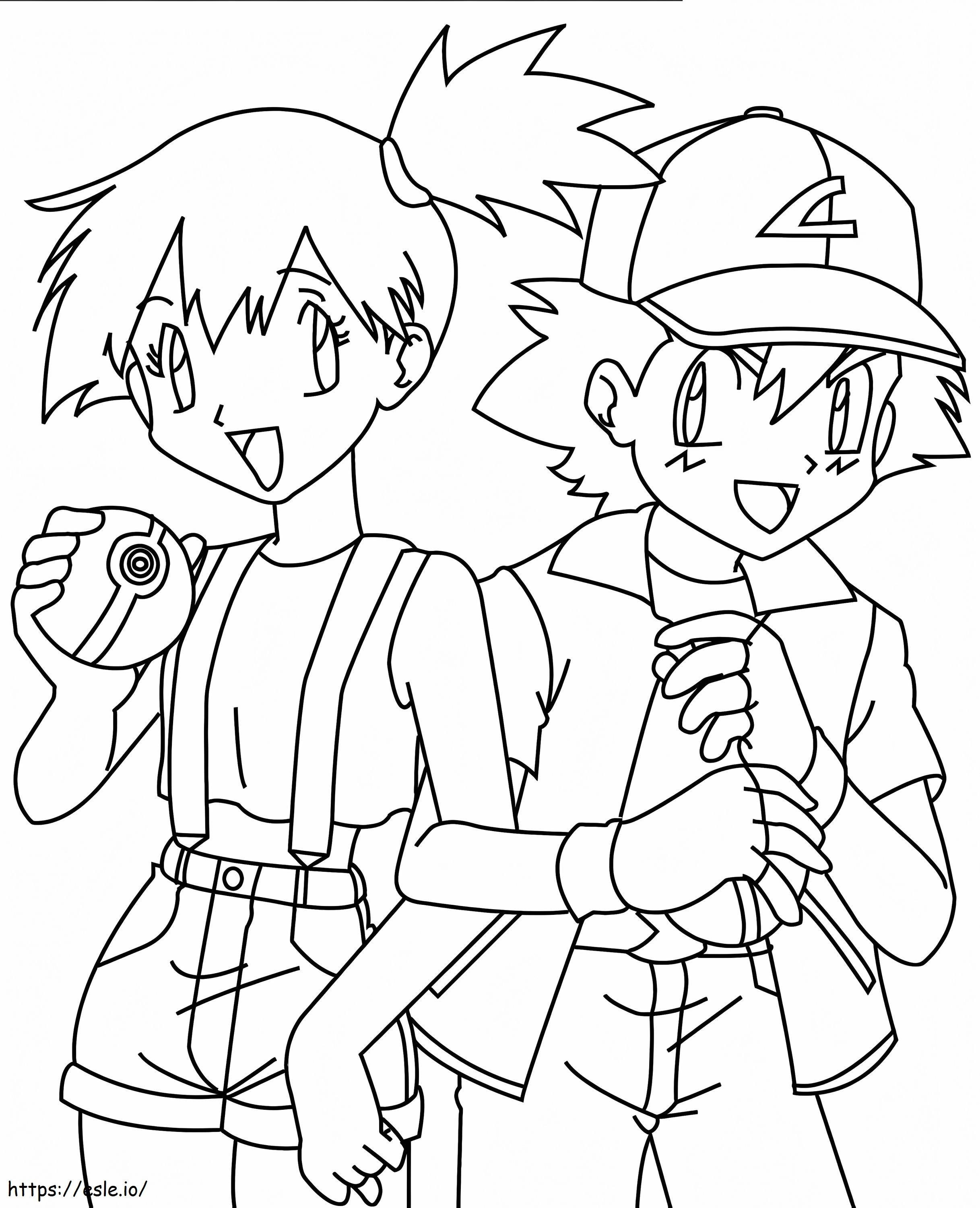 Misty și Ash de colorat