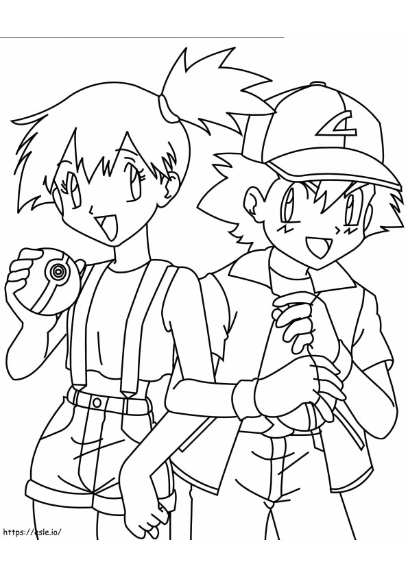 Misty și Ash de colorat