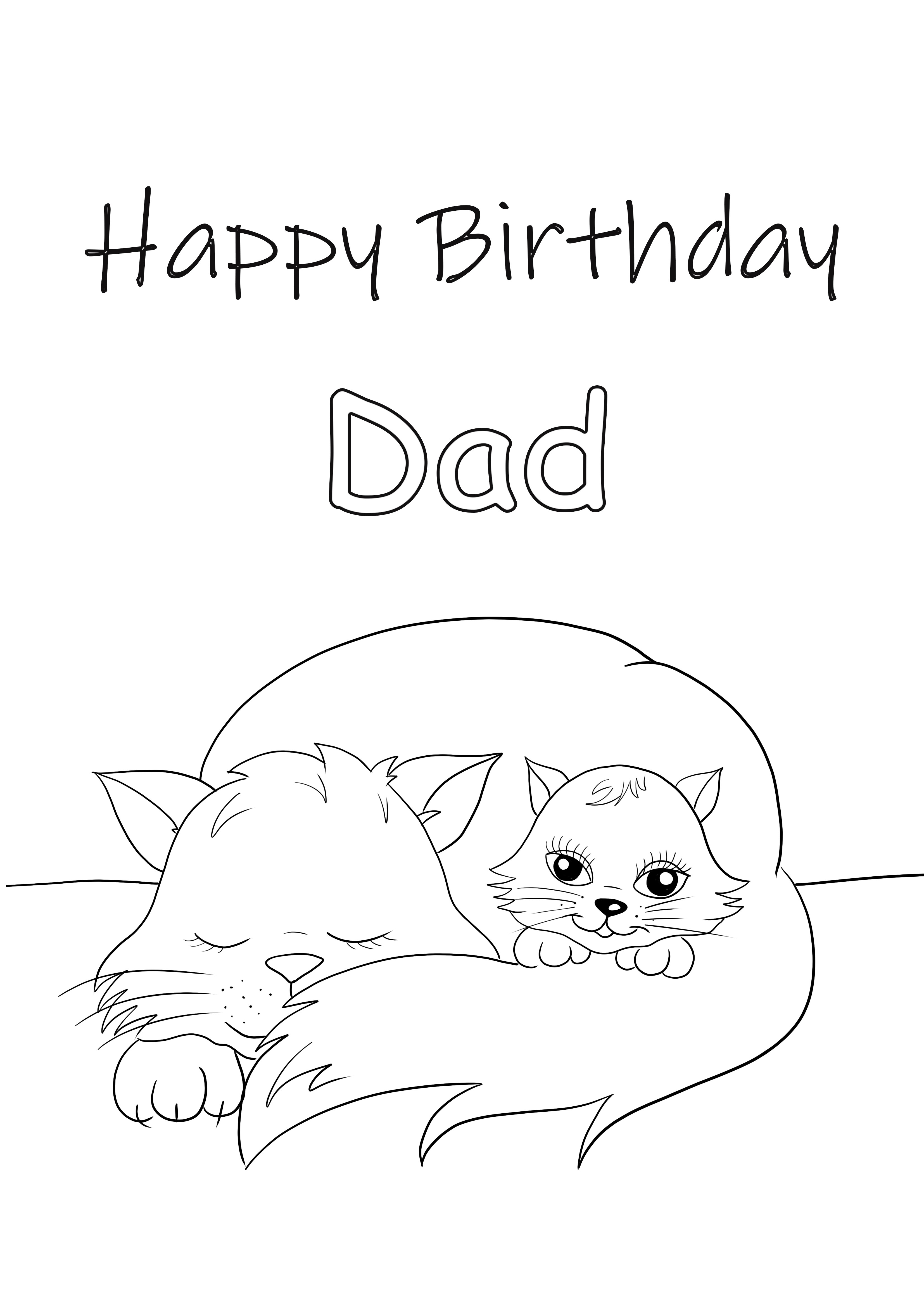 H B-day Dad card to download and color for free