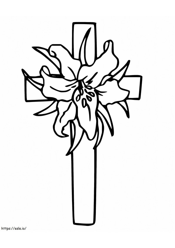 Coloriage Croix de Pâques imprimable à imprimer dessin