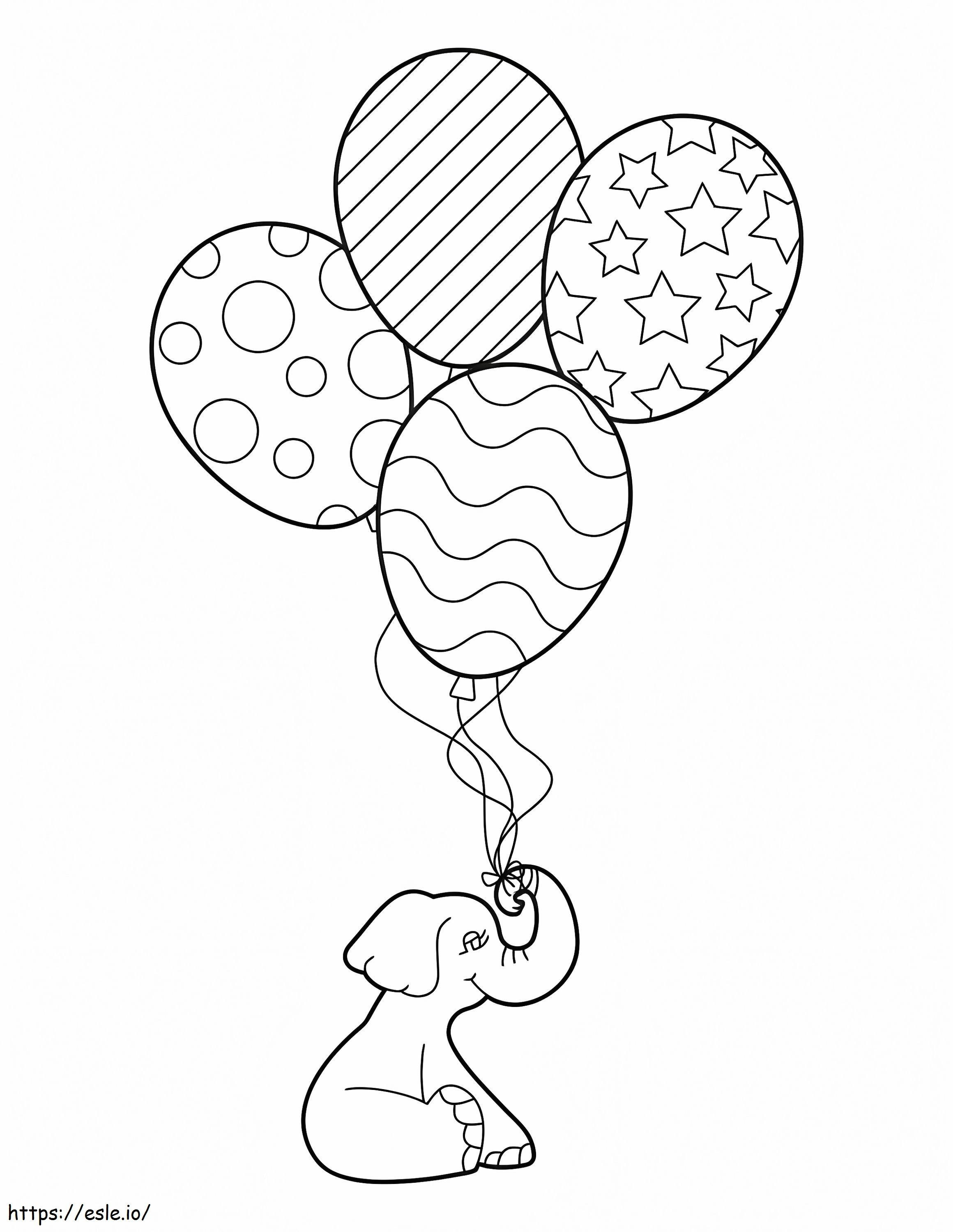 Elefante e balões para colorir
